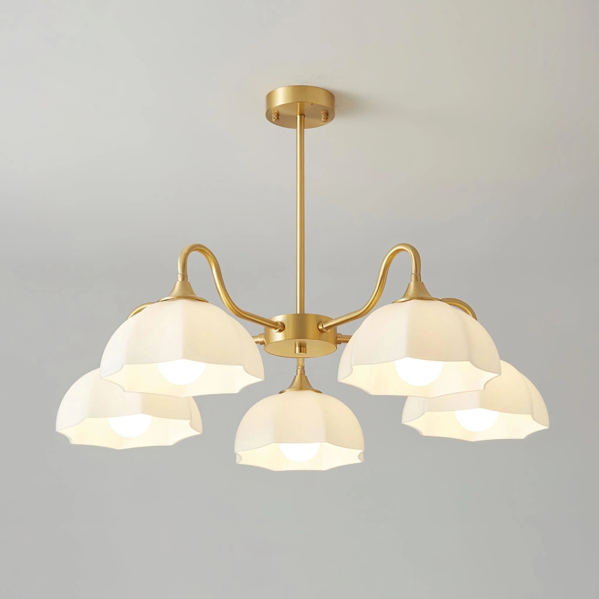 Lustra Chandelier Octagonal Glass Bowl Copper French - Image 37