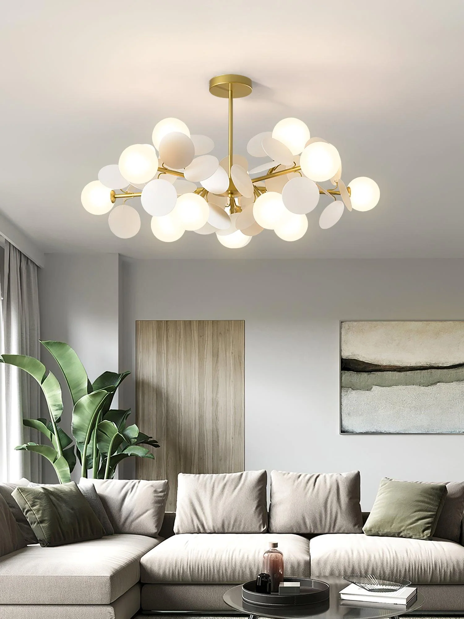 Lustra Chandelier Off White Tree Eight Open Shades - Image 10