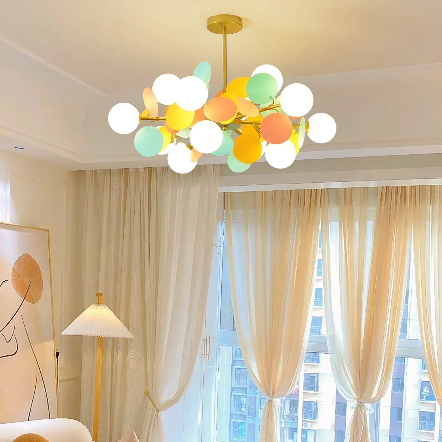 Lustra Chandelier Off White Tree Eight Open Shades - Image 12