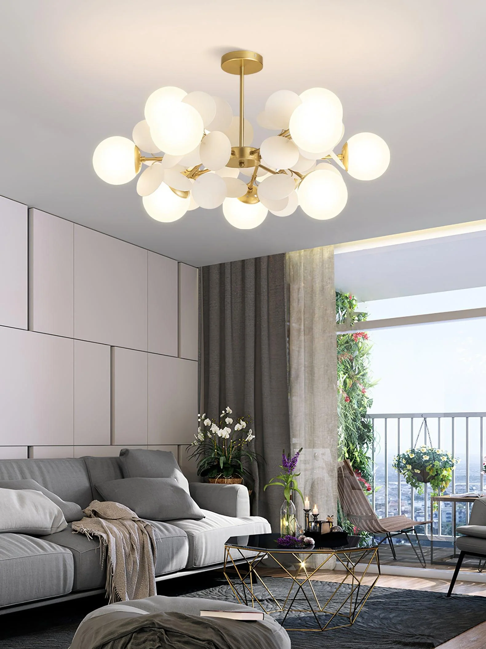 Lustra Chandelier Off White Tree Eight Open Shades - Image 13