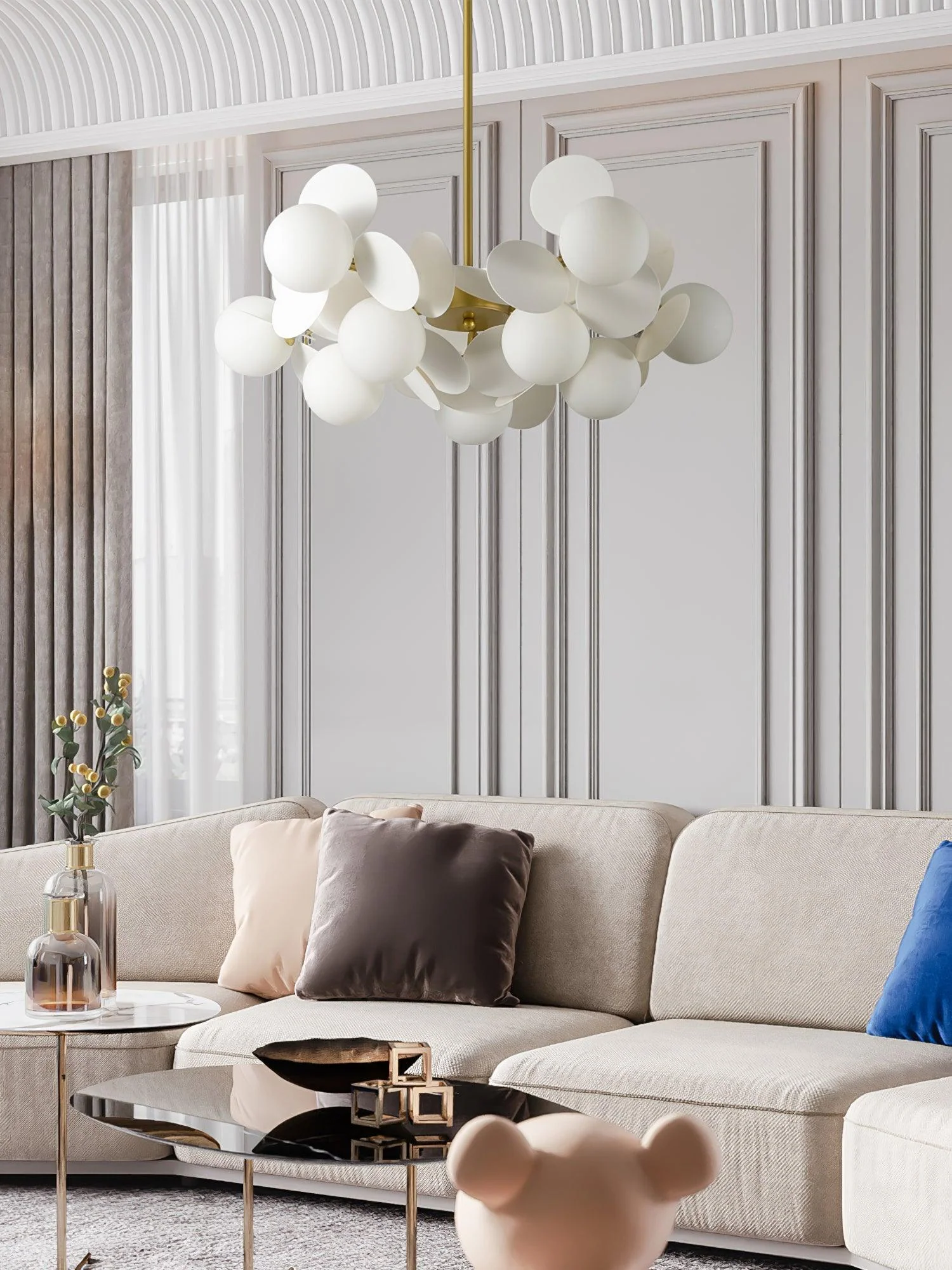 Lustra Chandelier Off White Tree Eight Open Shades - Image 14