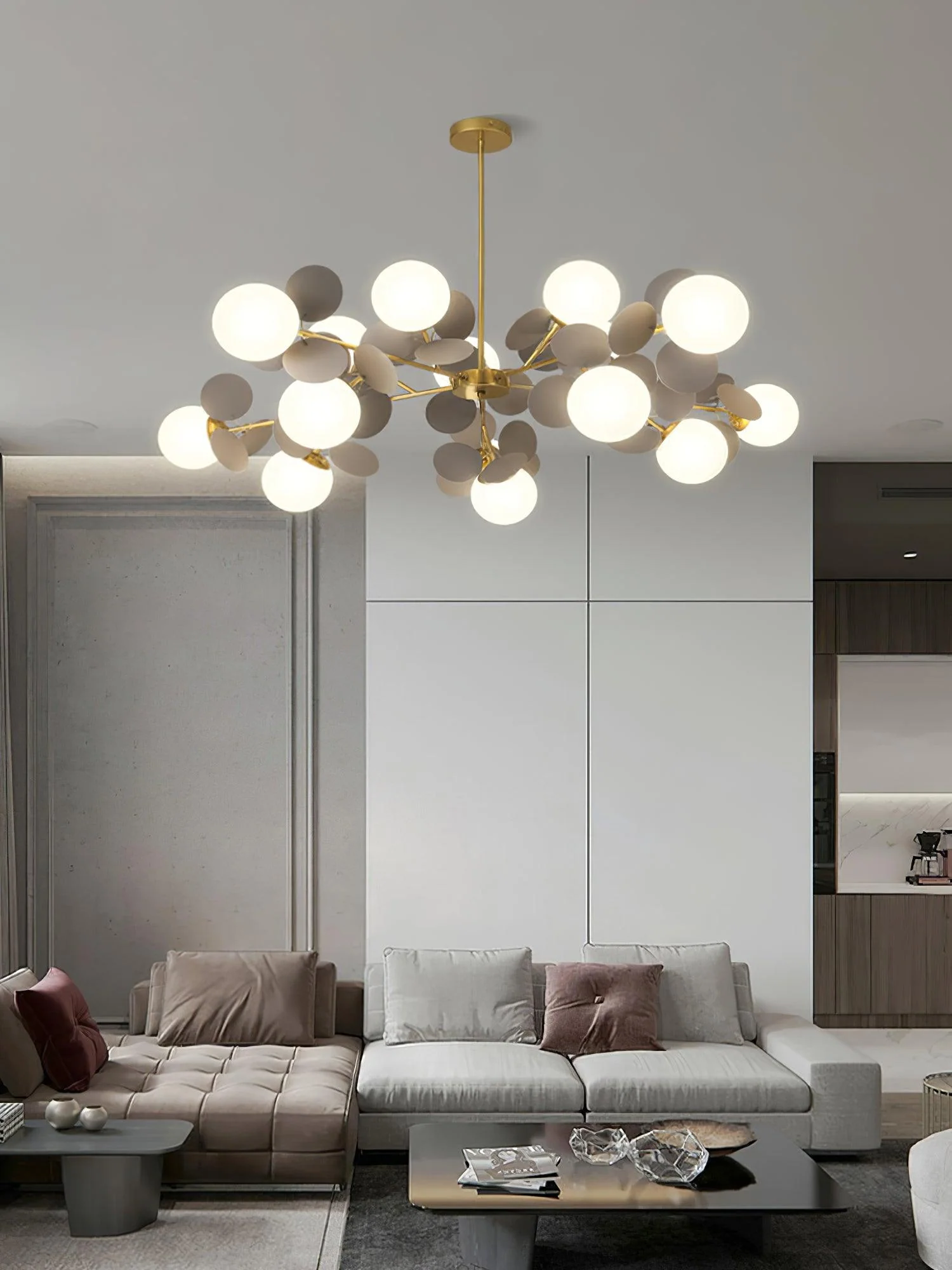 Lustra Chandelier Off White Tree Eight Open Shades - Image 16
