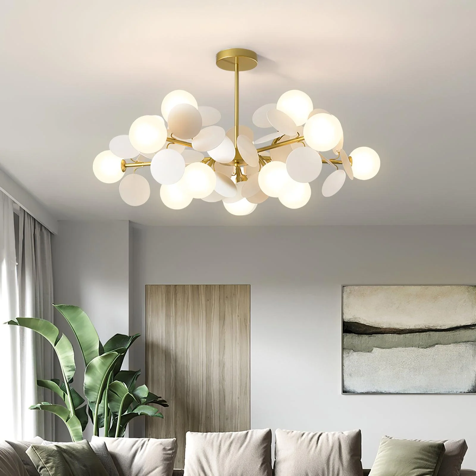 Lustra Chandelier Off White Tree Eight Open Shades - Image 4