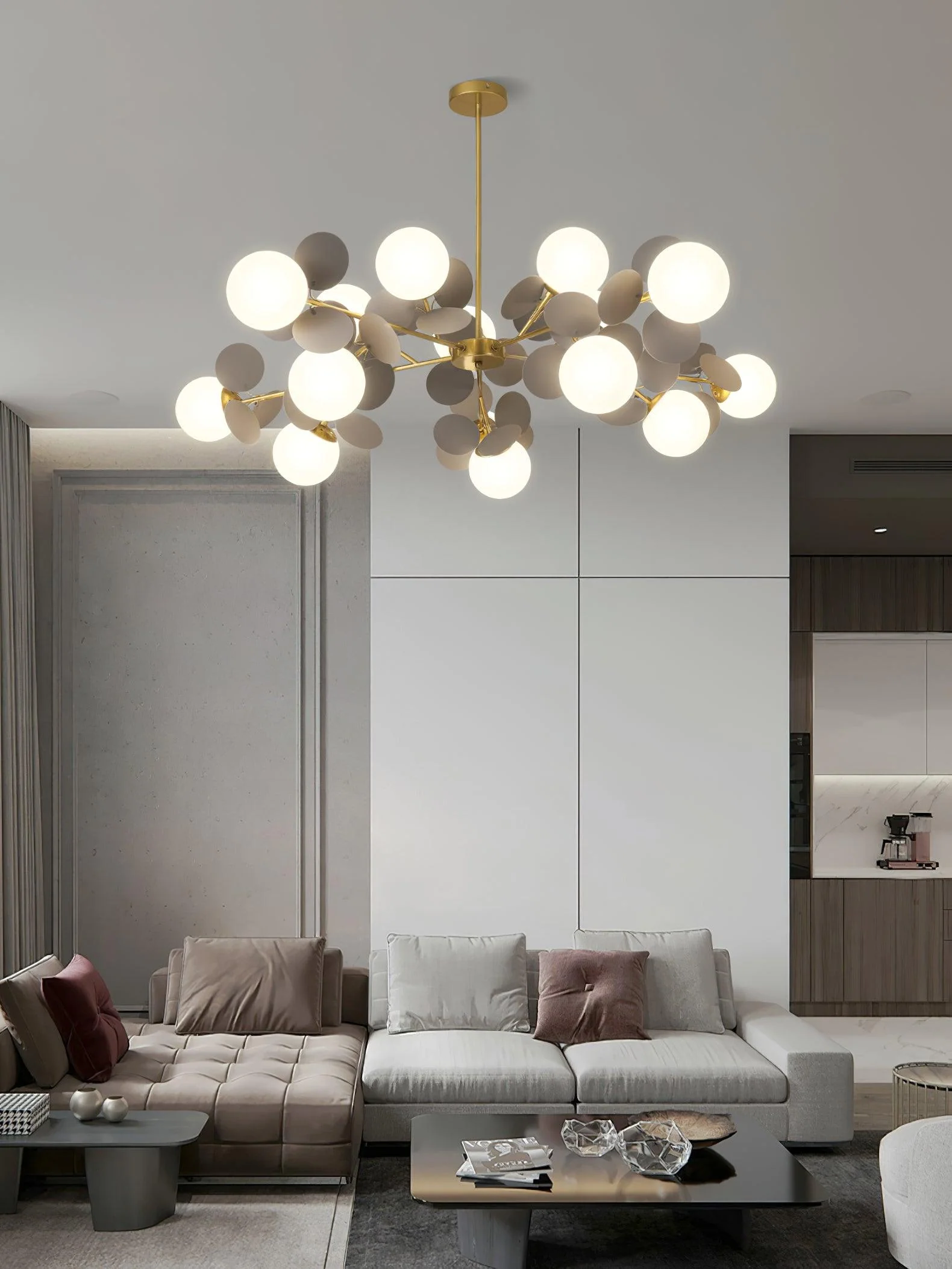 Lustra Chandelier Off White Tree Eight Open Shades - Image 5