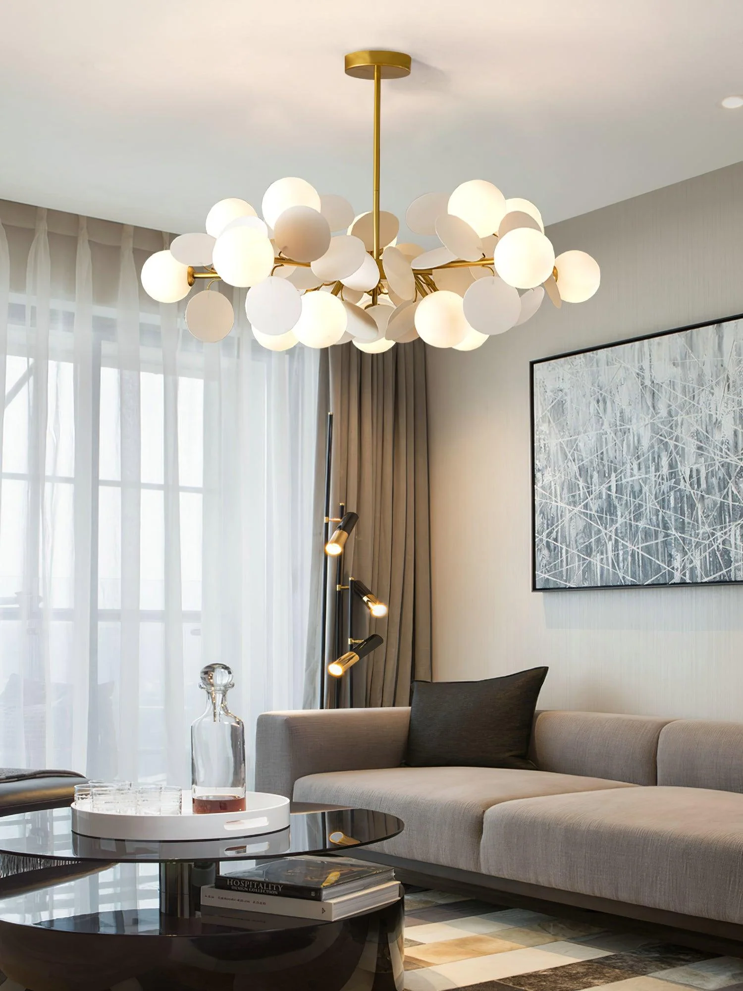 Lustra Chandelier Off White Tree Eight Open Shades - Image 7