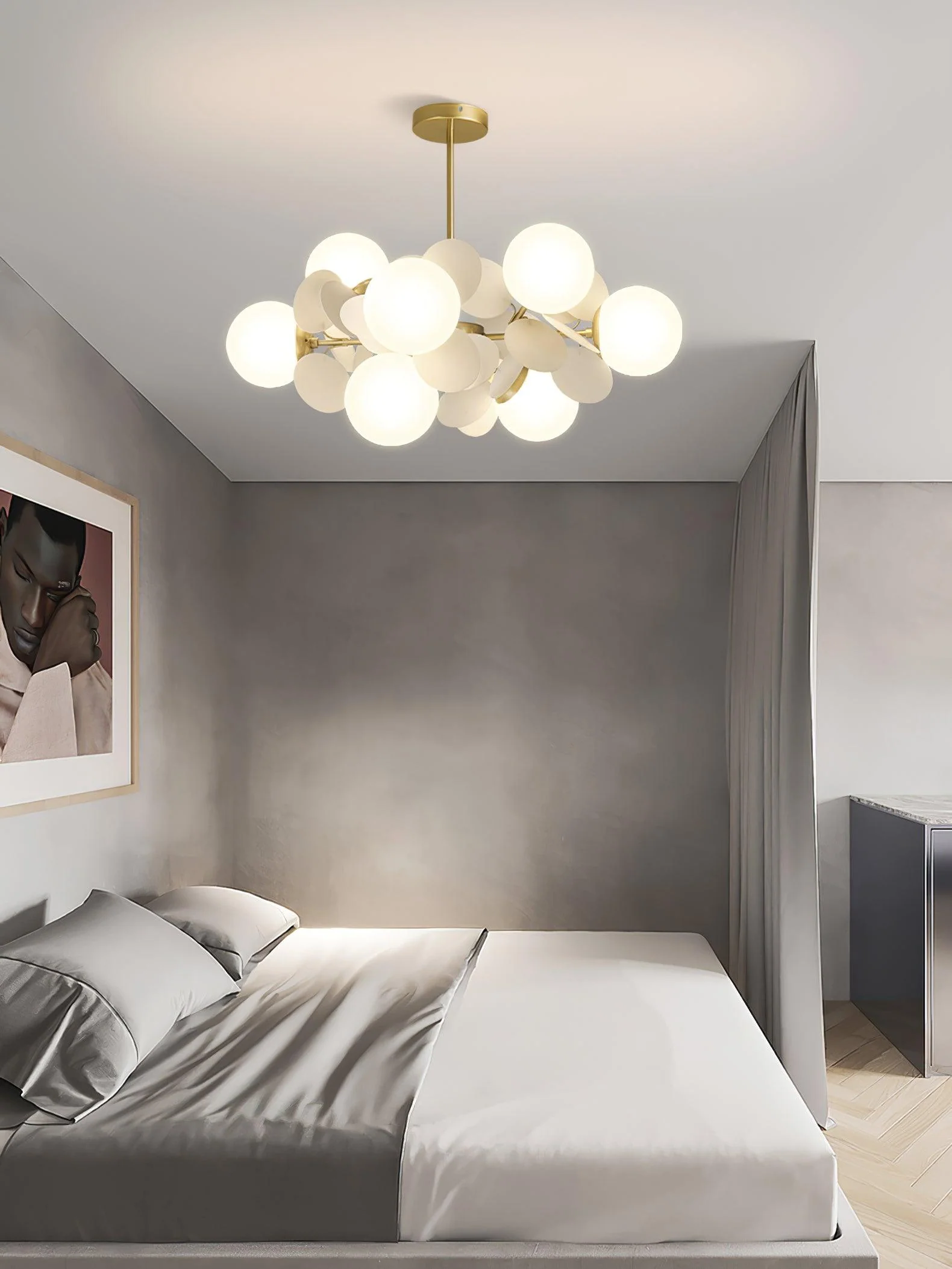 Lustra Chandelier Off White Tree Eight Open Shades - Image 9