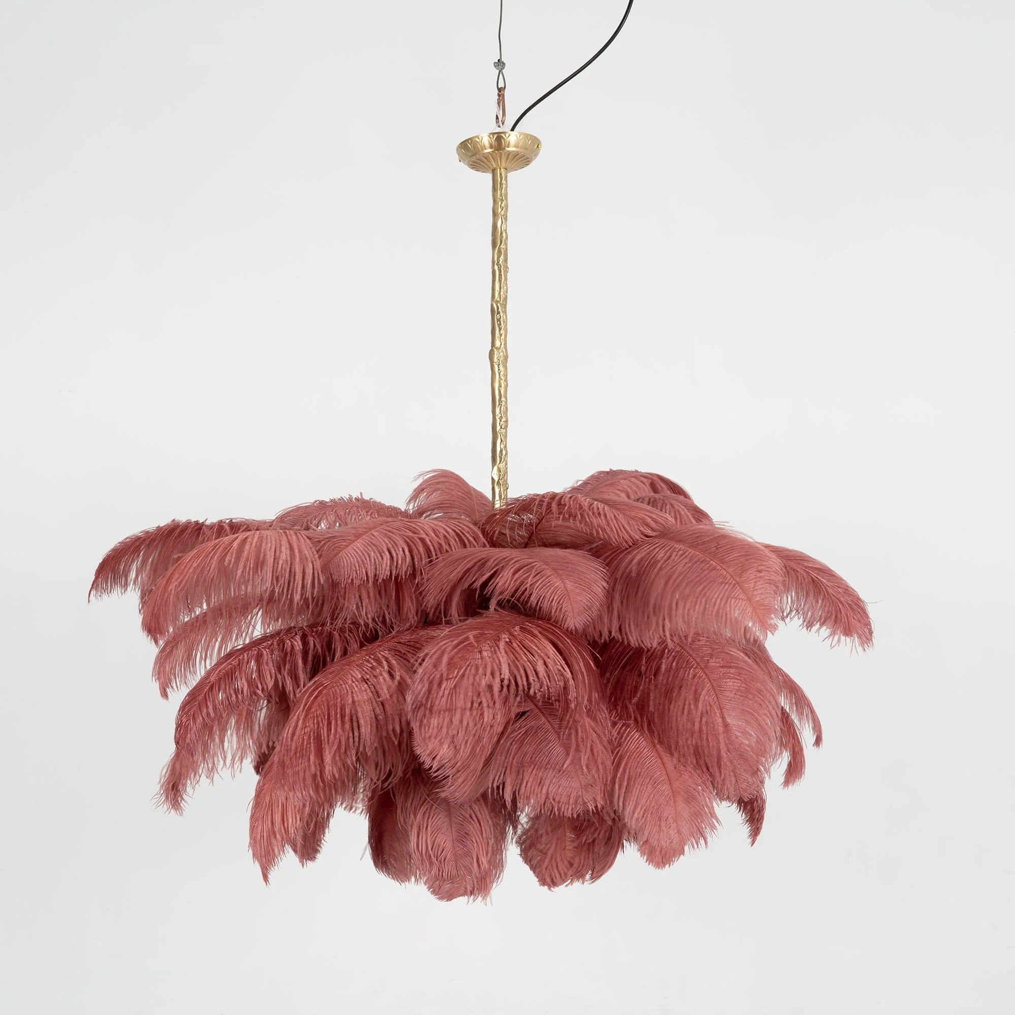 Lustra Chandelier Ostrich Feather Large Brass Stem - Image 113