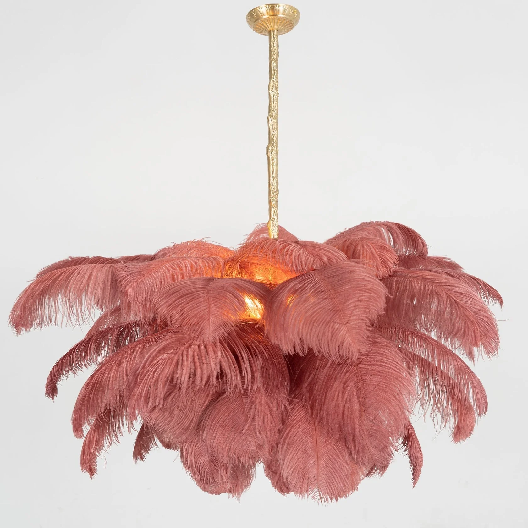 Lustra Chandelier Ostrich Feather Large Brass Stem - Image 116