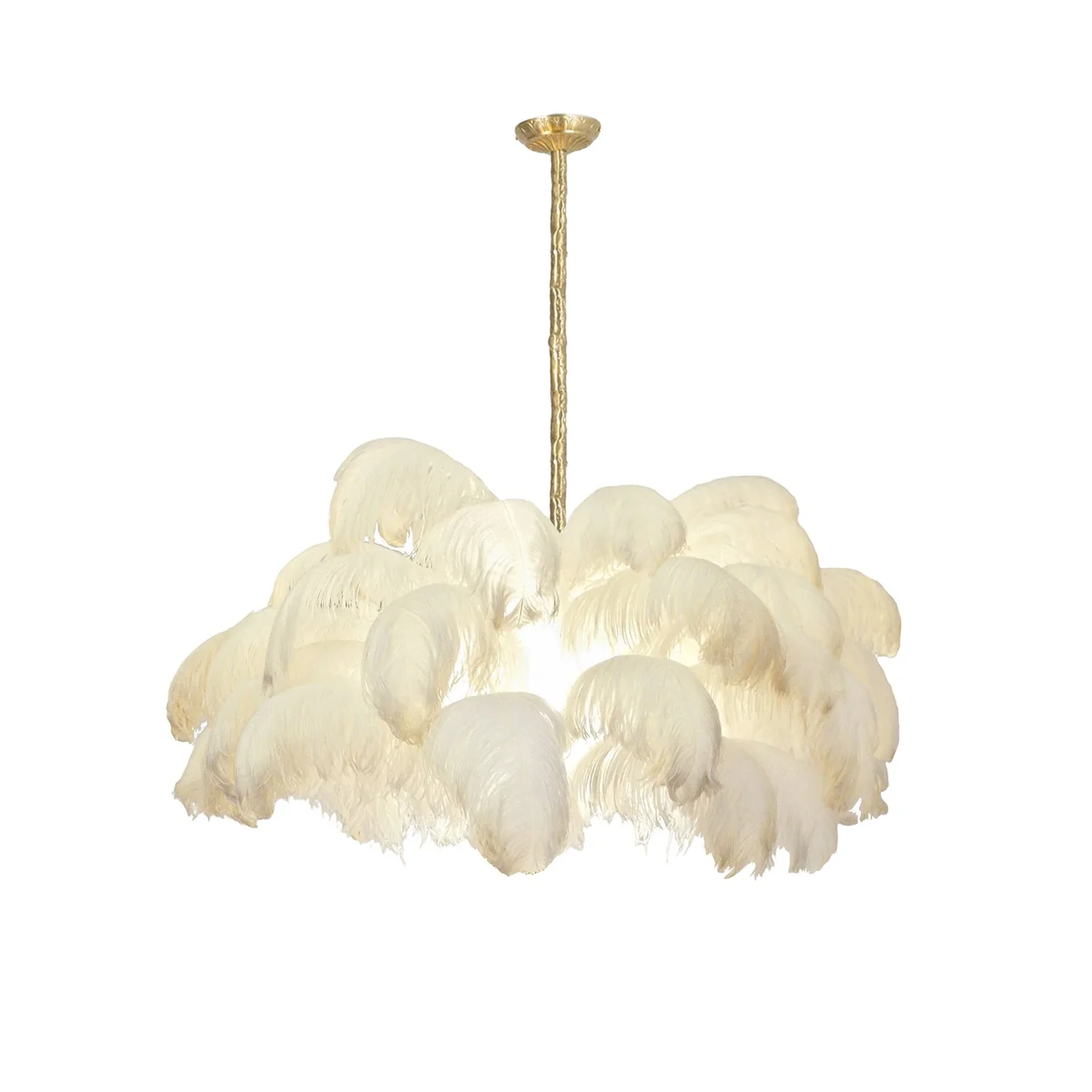 Lustra Chandelier Ostrich Feather Large Brass Stem - Image 12