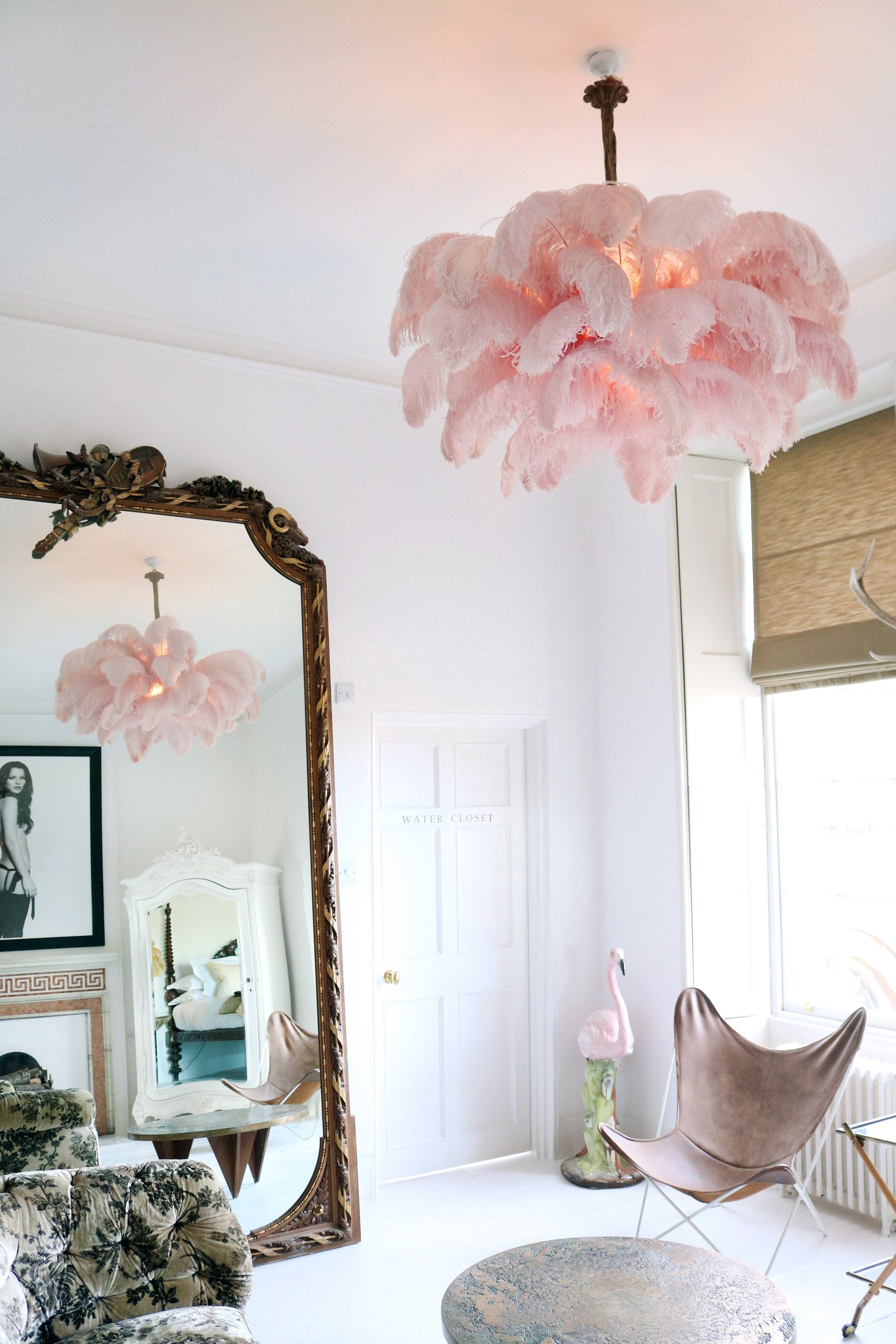 Lustra Chandelier Ostrich Feather Large Brass Stem - Image 120