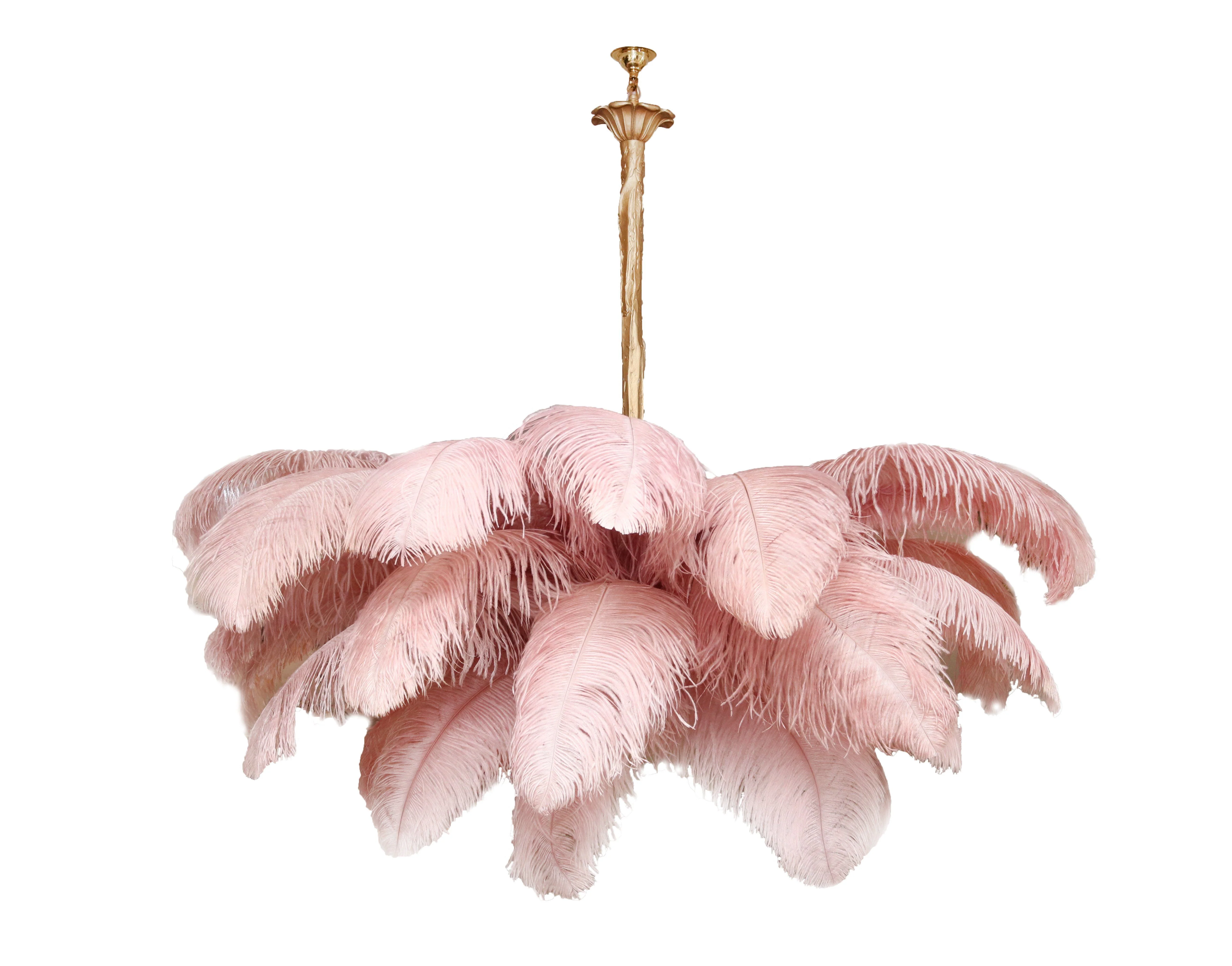 Lustra Chandelier Ostrich Feather Large Brass Stem - Image 133