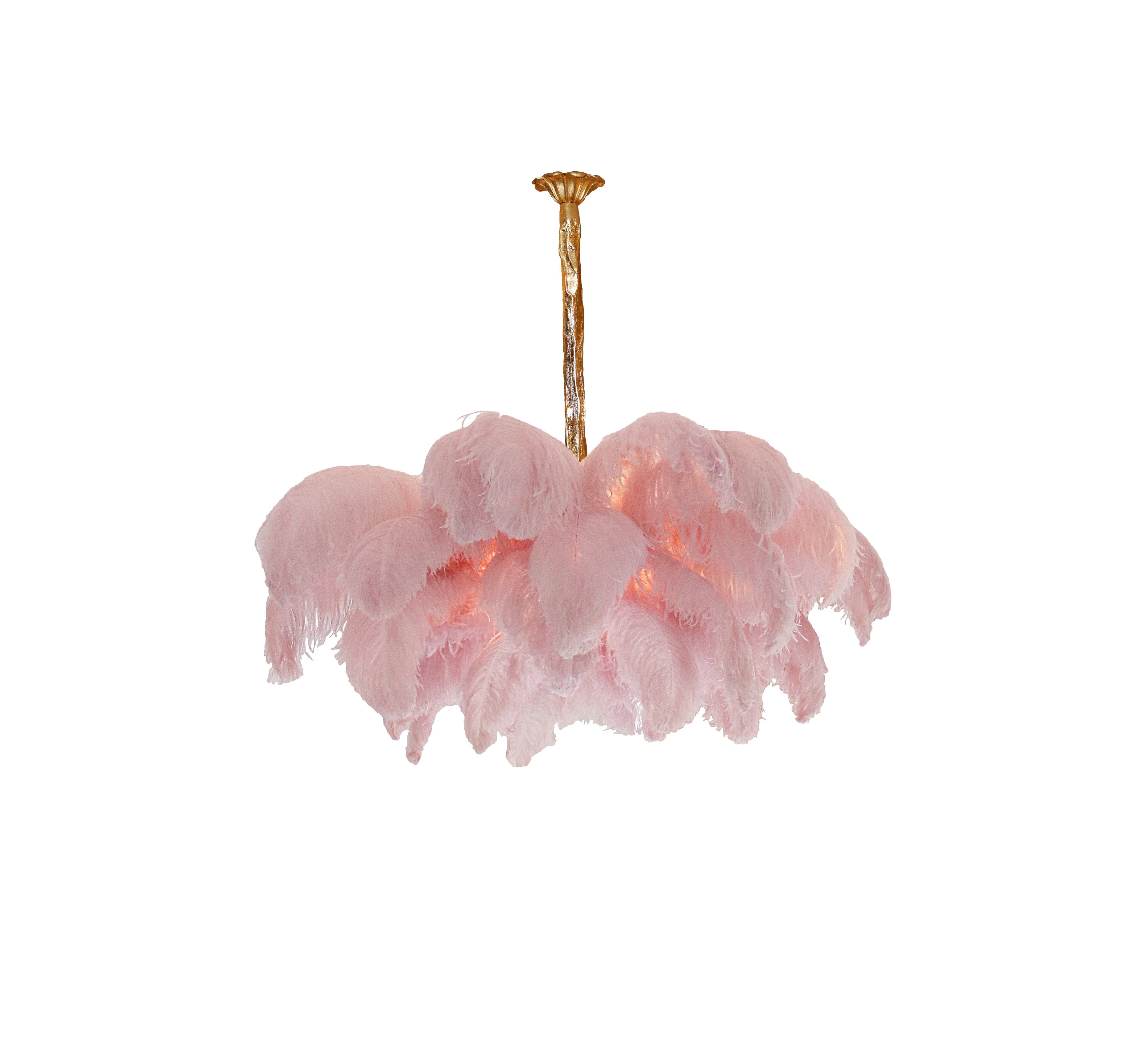Lustra Chandelier Ostrich Feather Large Brass Stem - Image 134