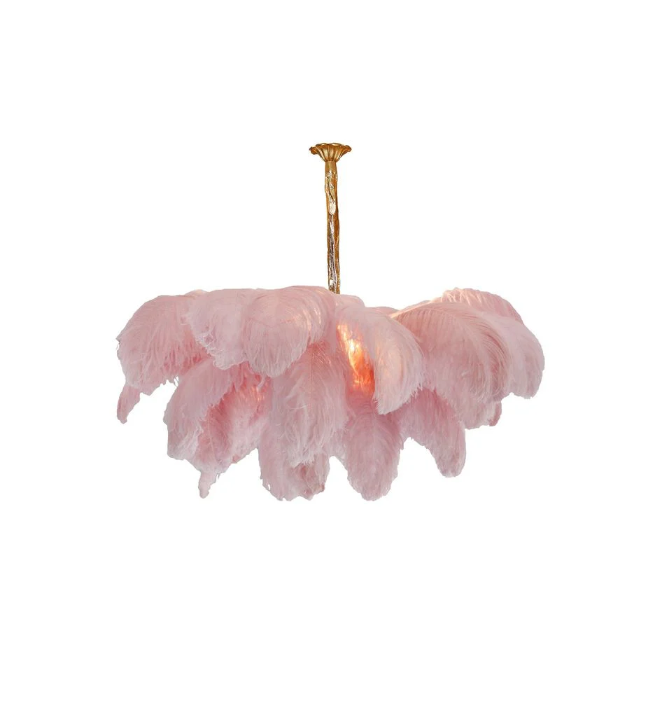 Lustra Chandelier Ostrich Feather Large Brass Stem - Image 137