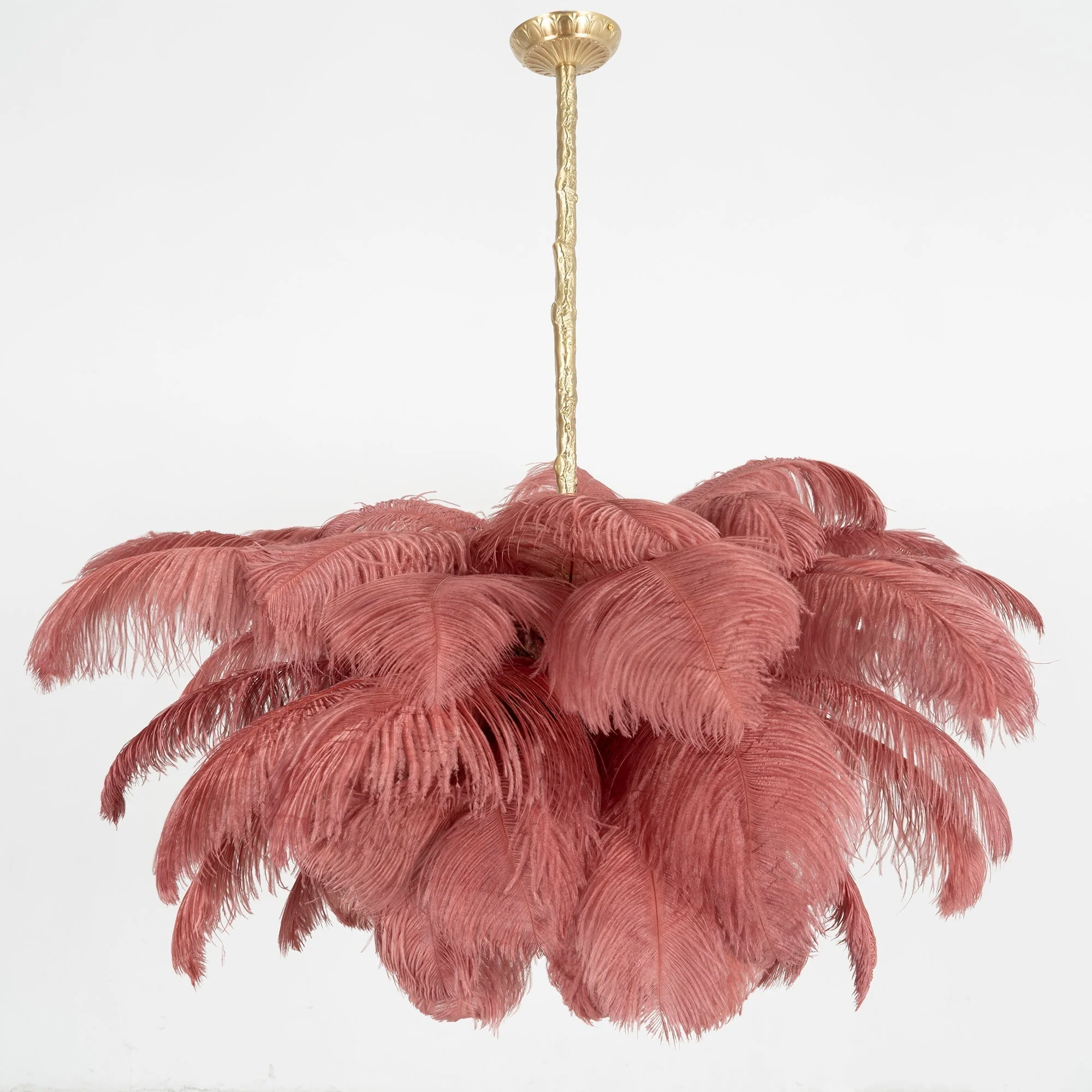 Lustra Chandelier Ostrich Feather Large Brass Stem - Image 138