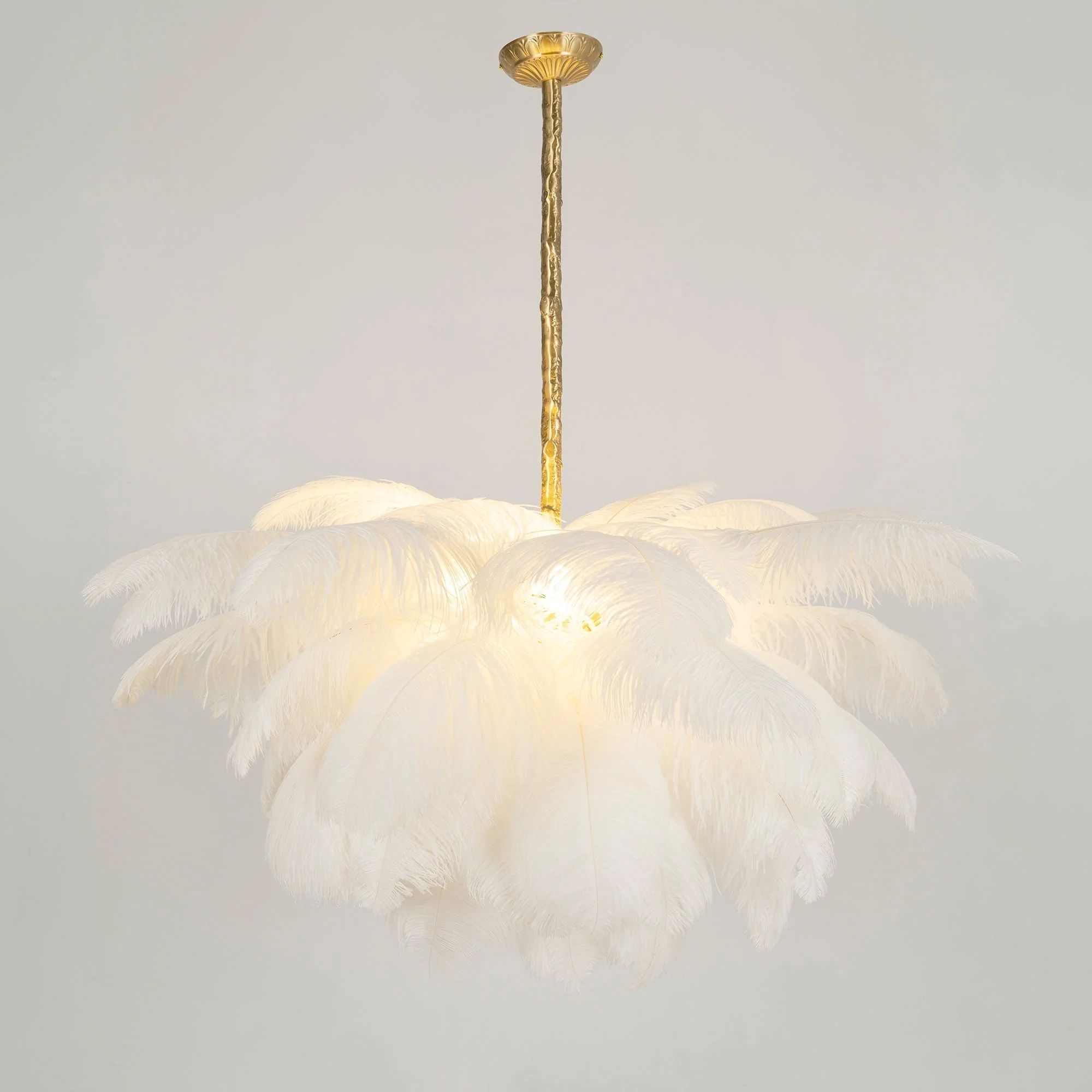 Lustra Chandelier Ostrich Feather Large Brass Stem - Image 139