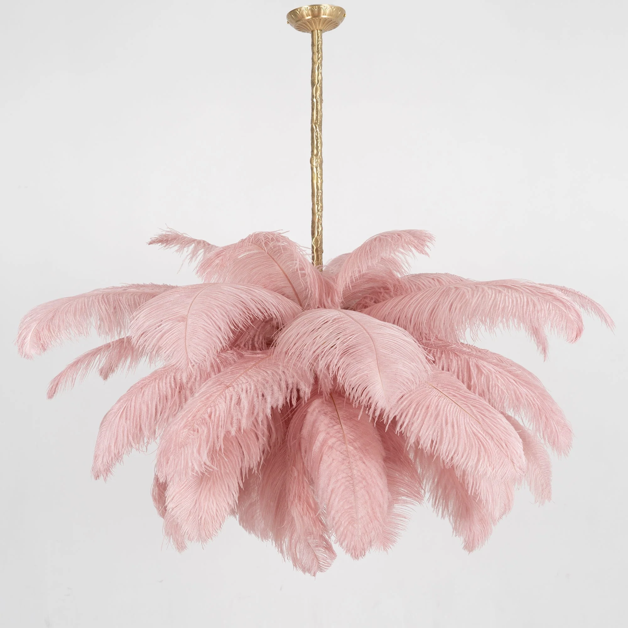 Lustra Chandelier Ostrich Feather Large Brass Stem - Image 140