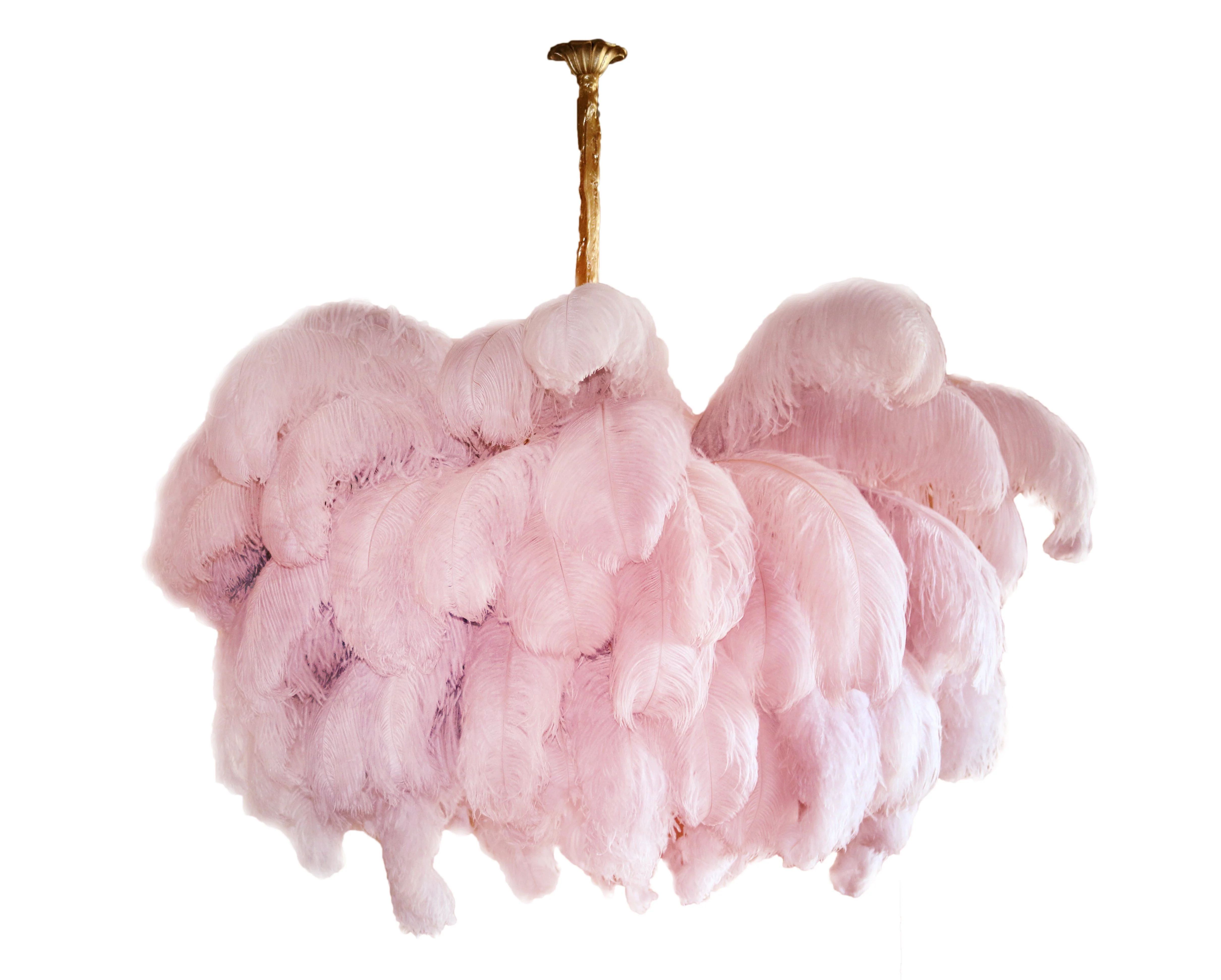 Lustra Chandelier Ostrich Feather Large Brass Stem - Image 146