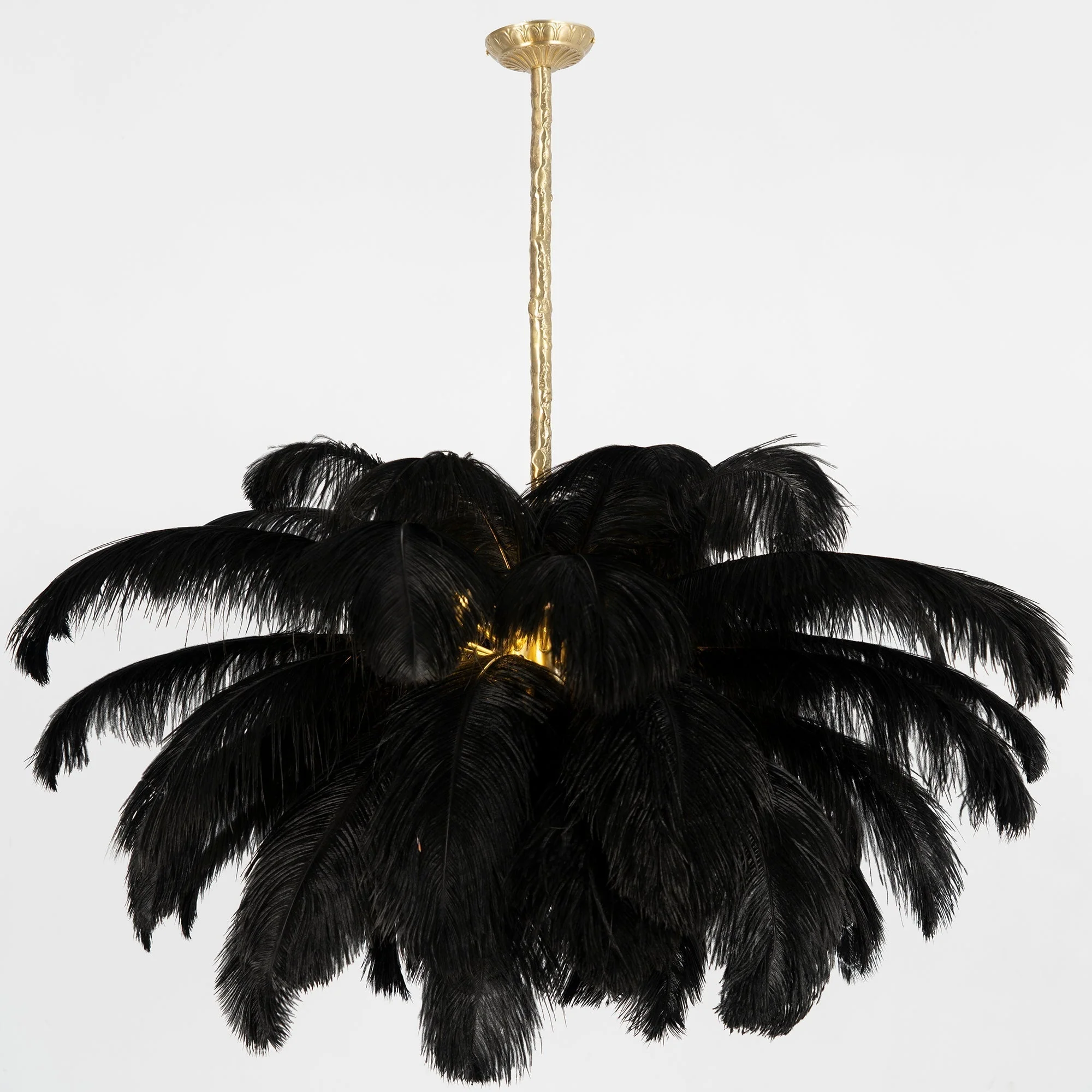 Lustra Chandelier Ostrich Feather Large Brass Stem - Image 148