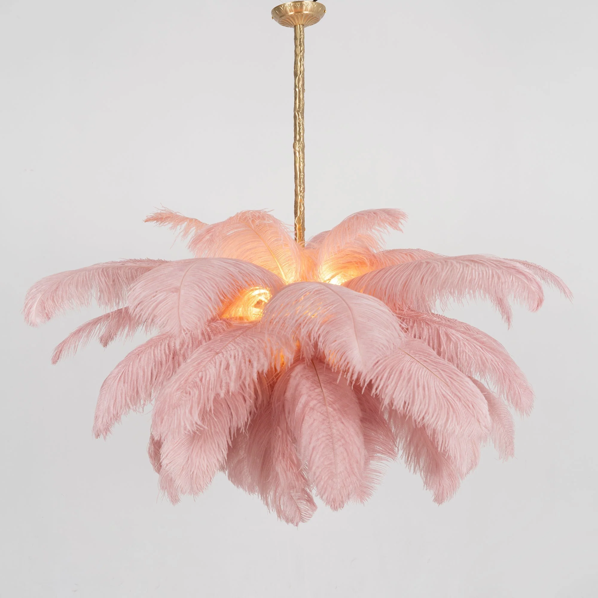 Lustra Chandelier Ostrich Feather Large Brass Stem - Image 158