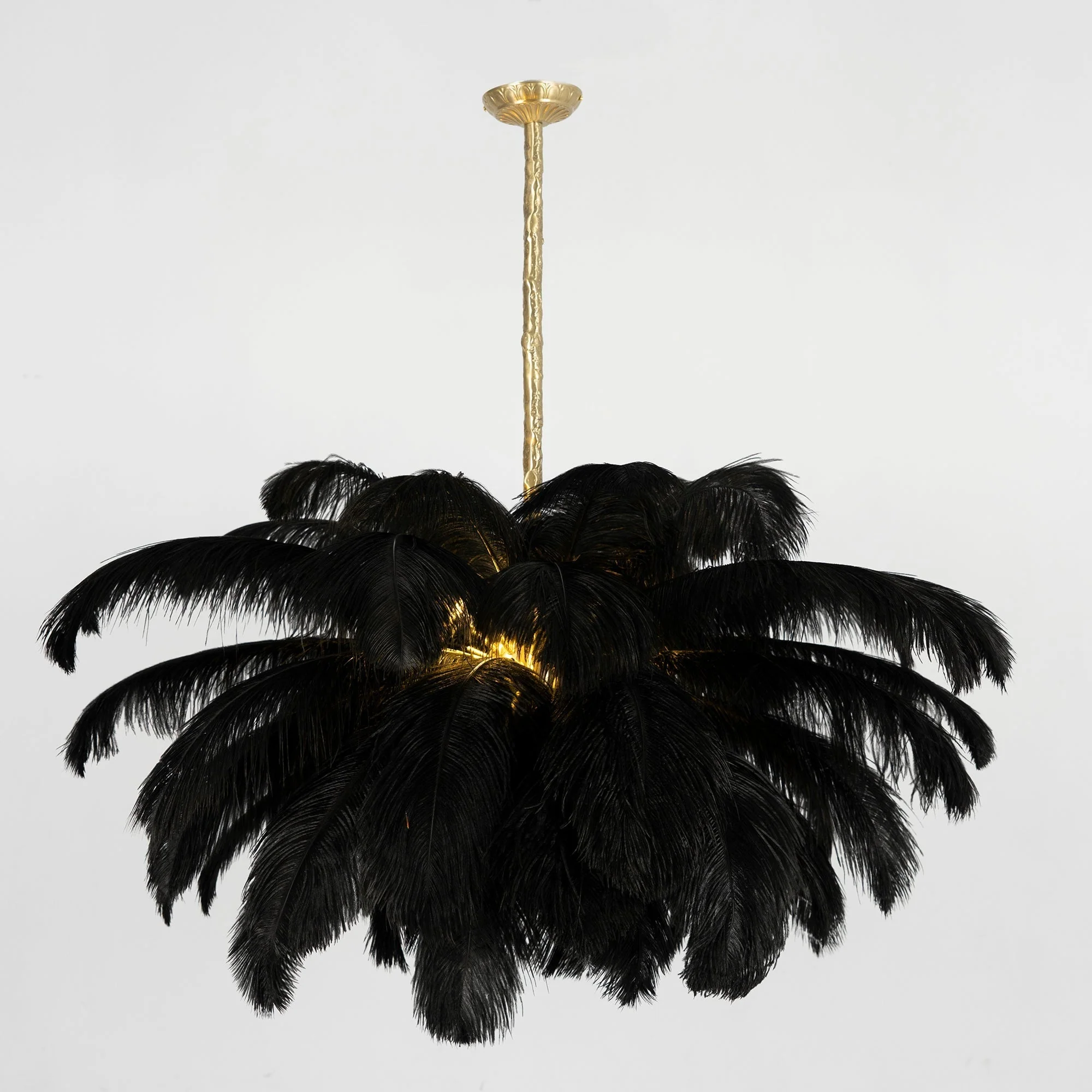 Lustra Chandelier Ostrich Feather Large Brass Stem - Image 162