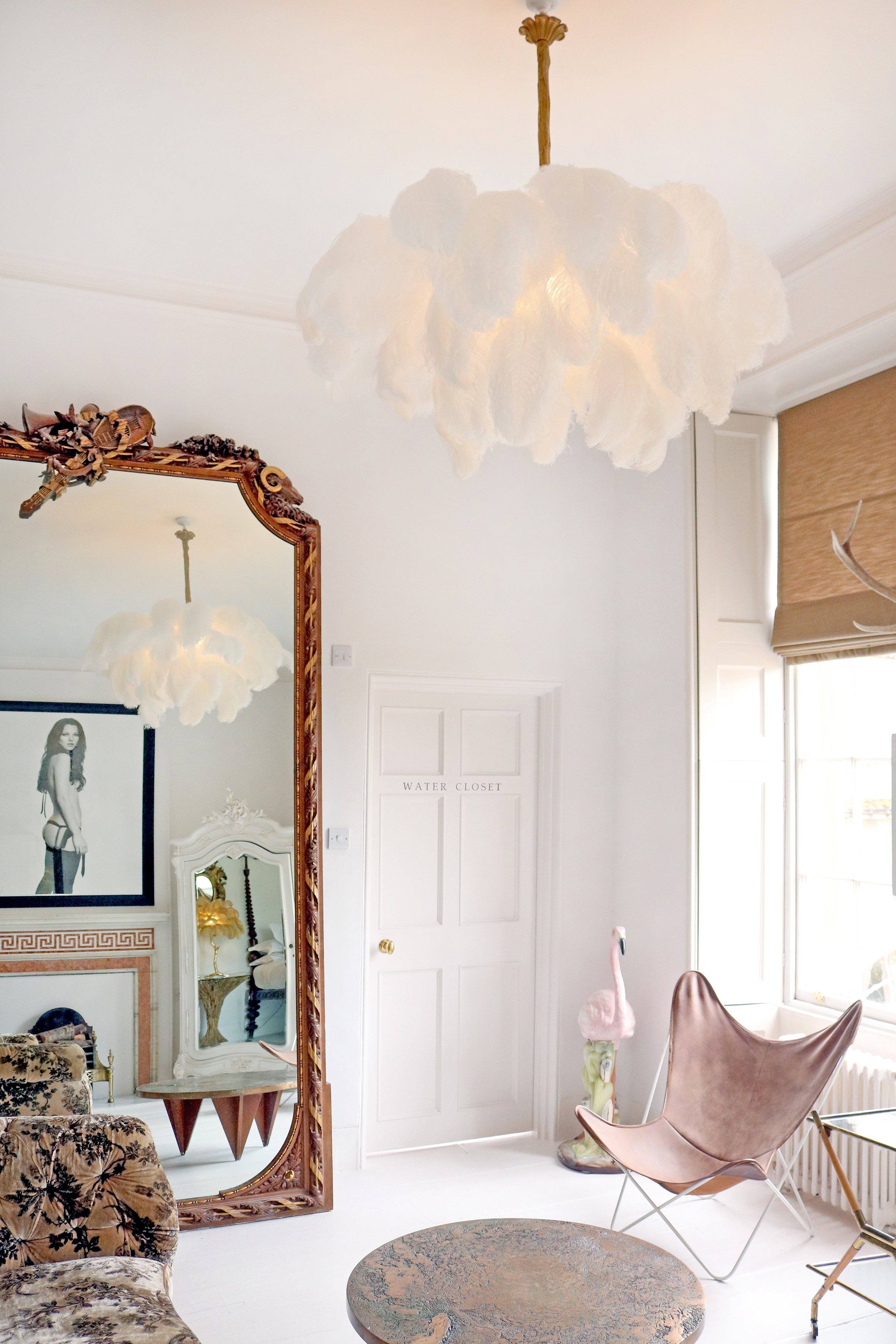 Lustra Chandelier Ostrich Feather Large Brass Stem - Image 163