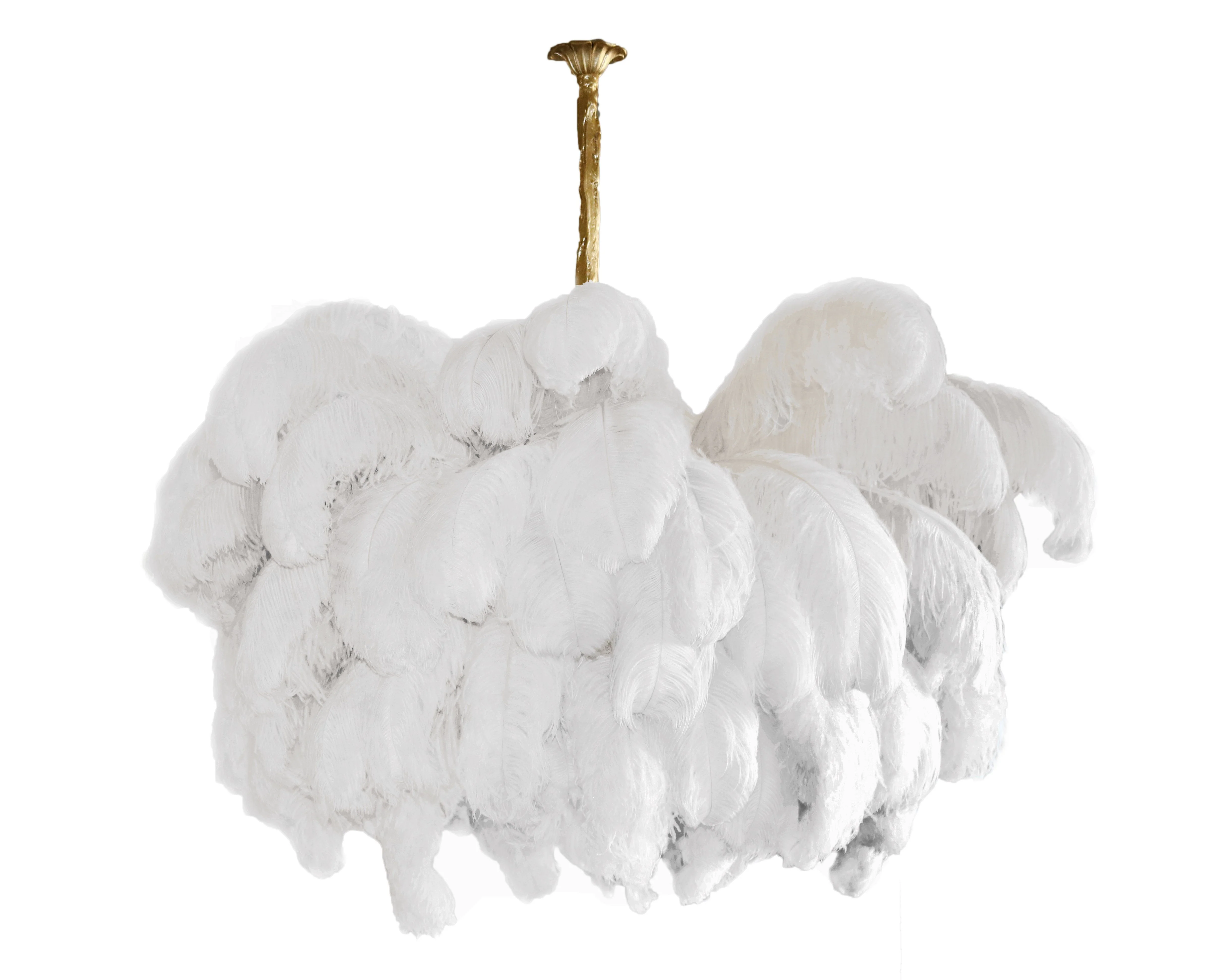 Lustra Chandelier Ostrich Feather Large Brass Stem - Image 165