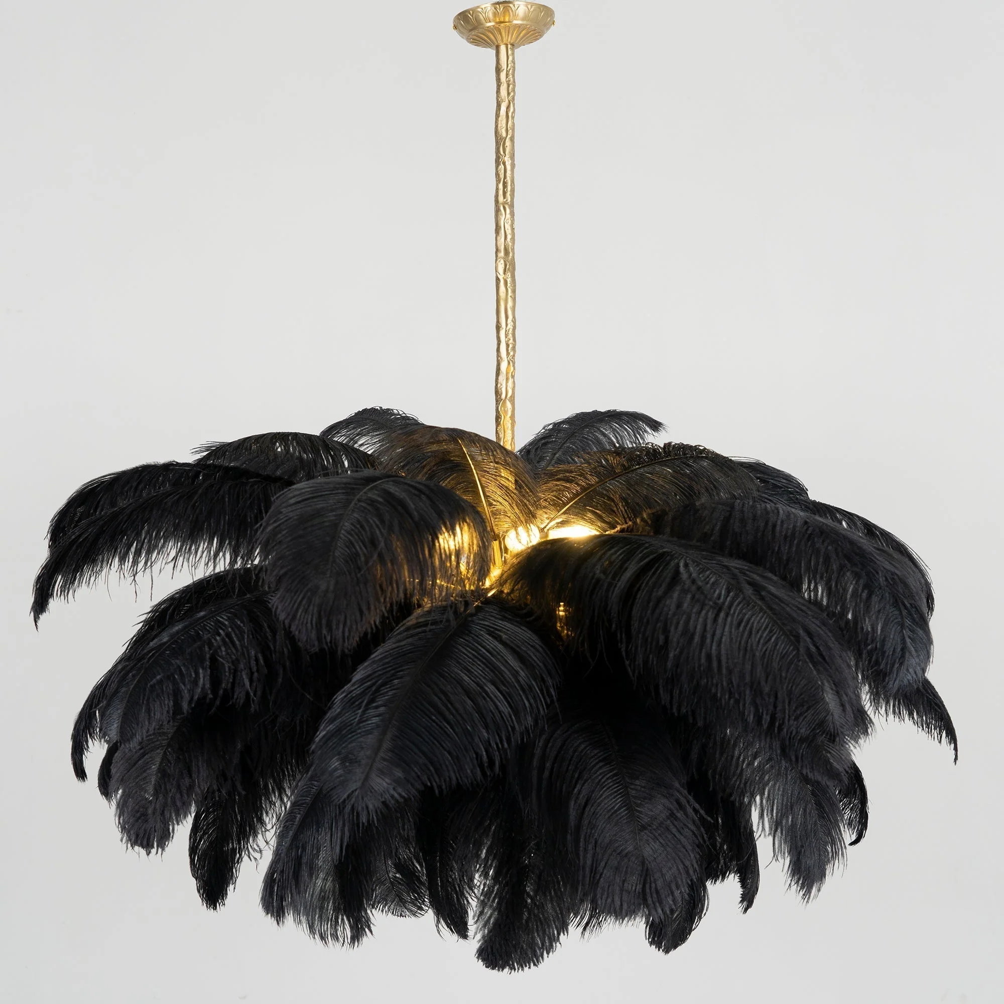 Lustra Chandelier Ostrich Feather Large Brass Stem - Image 168