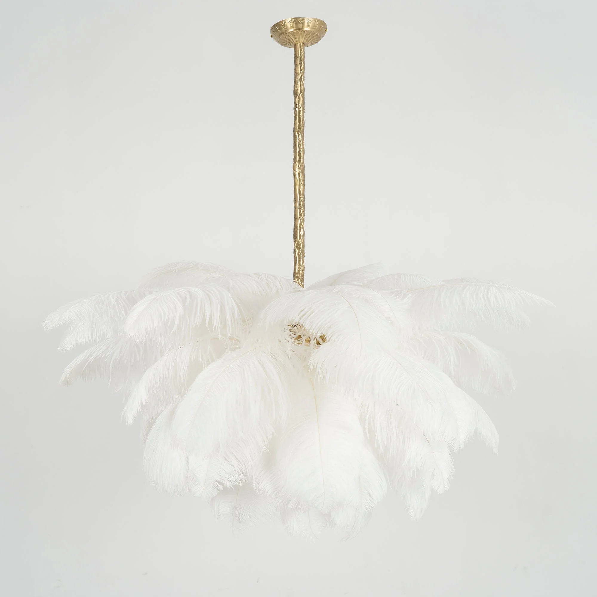 Lustra Chandelier Ostrich Feather Large Brass Stem - Image 172