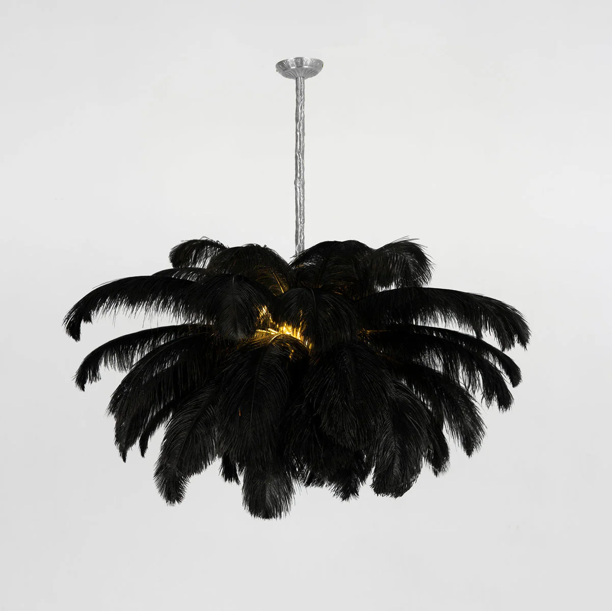 Lustra Chandelier Ostrich Feather Large Brass Stem - Image 176