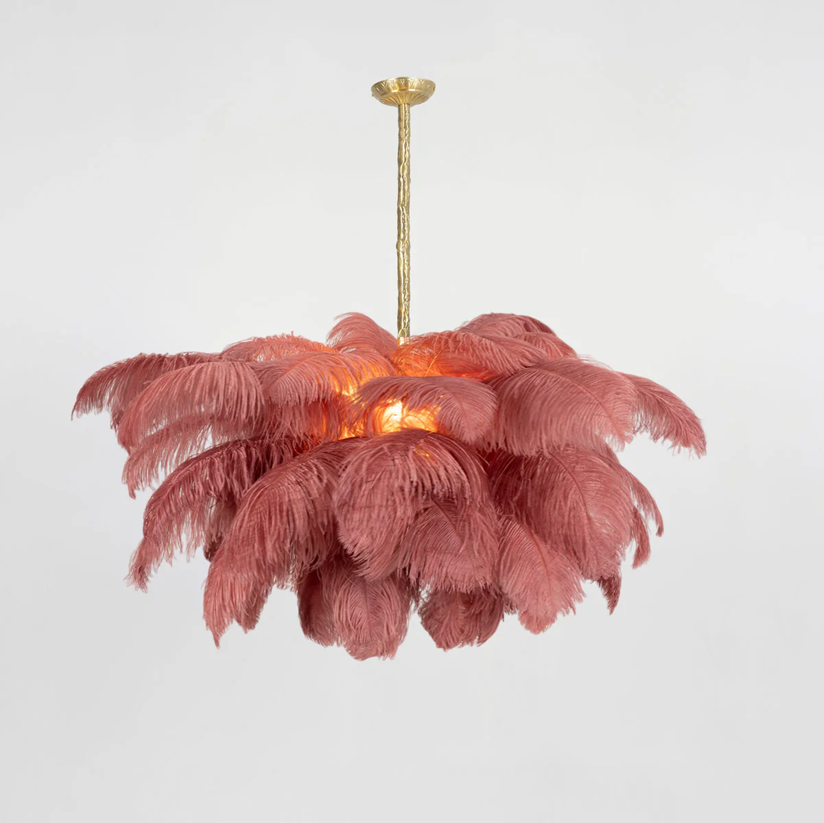 Lustra Chandelier Ostrich Feather Large Brass Stem - Image 179