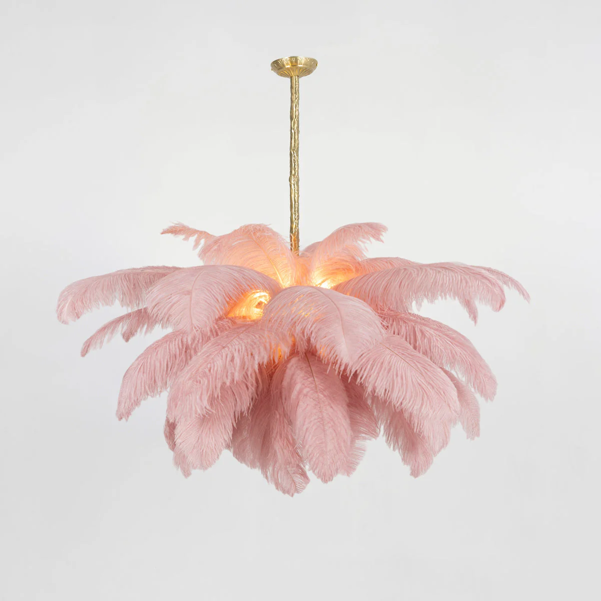 Lustra Chandelier Ostrich Feather Large Brass Stem - Image 181