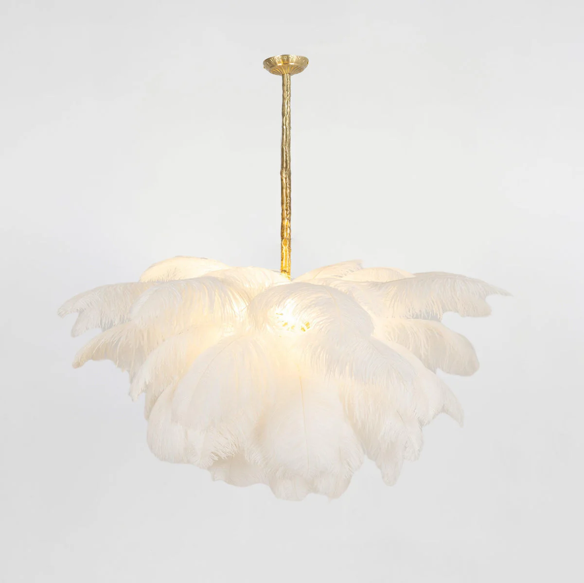 Lustra Chandelier Ostrich Feather Large Brass Stem - Image 184