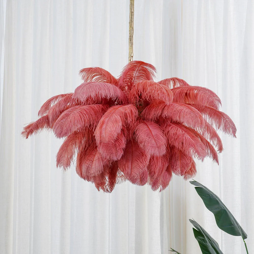 Lustra Chandelier Ostrich Feather Large Brass Stem - Image 185