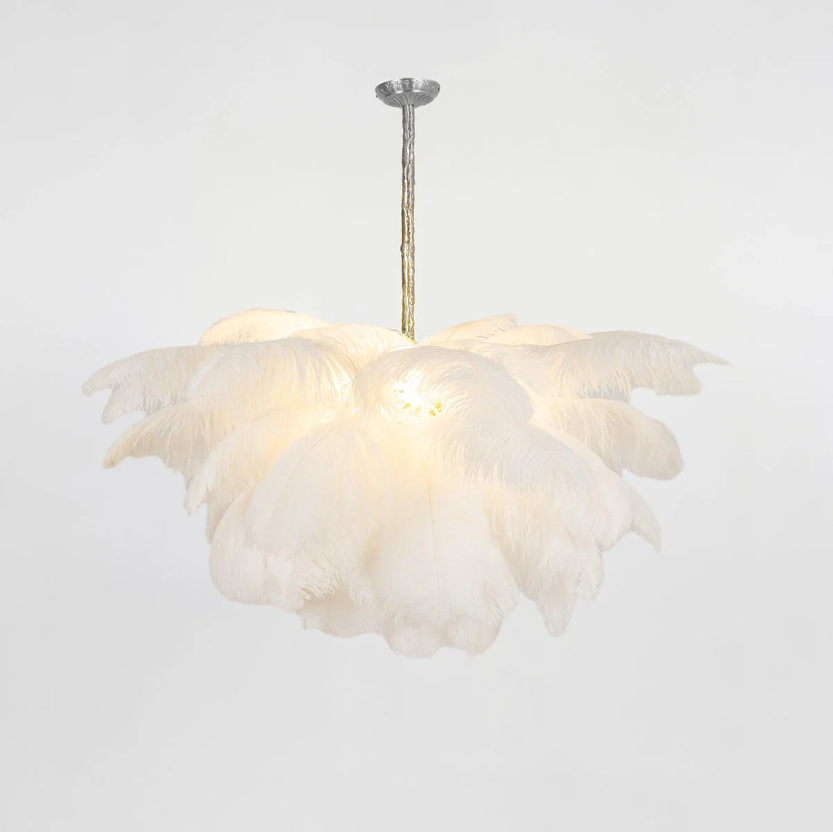 Lustra Chandelier Ostrich Feather Large Brass Stem - Image 186