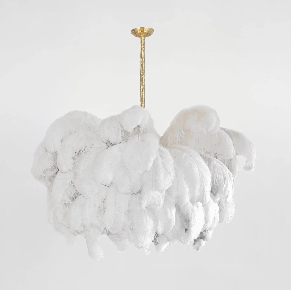Lustra Chandelier Ostrich Feather Large Brass Stem - Image 188