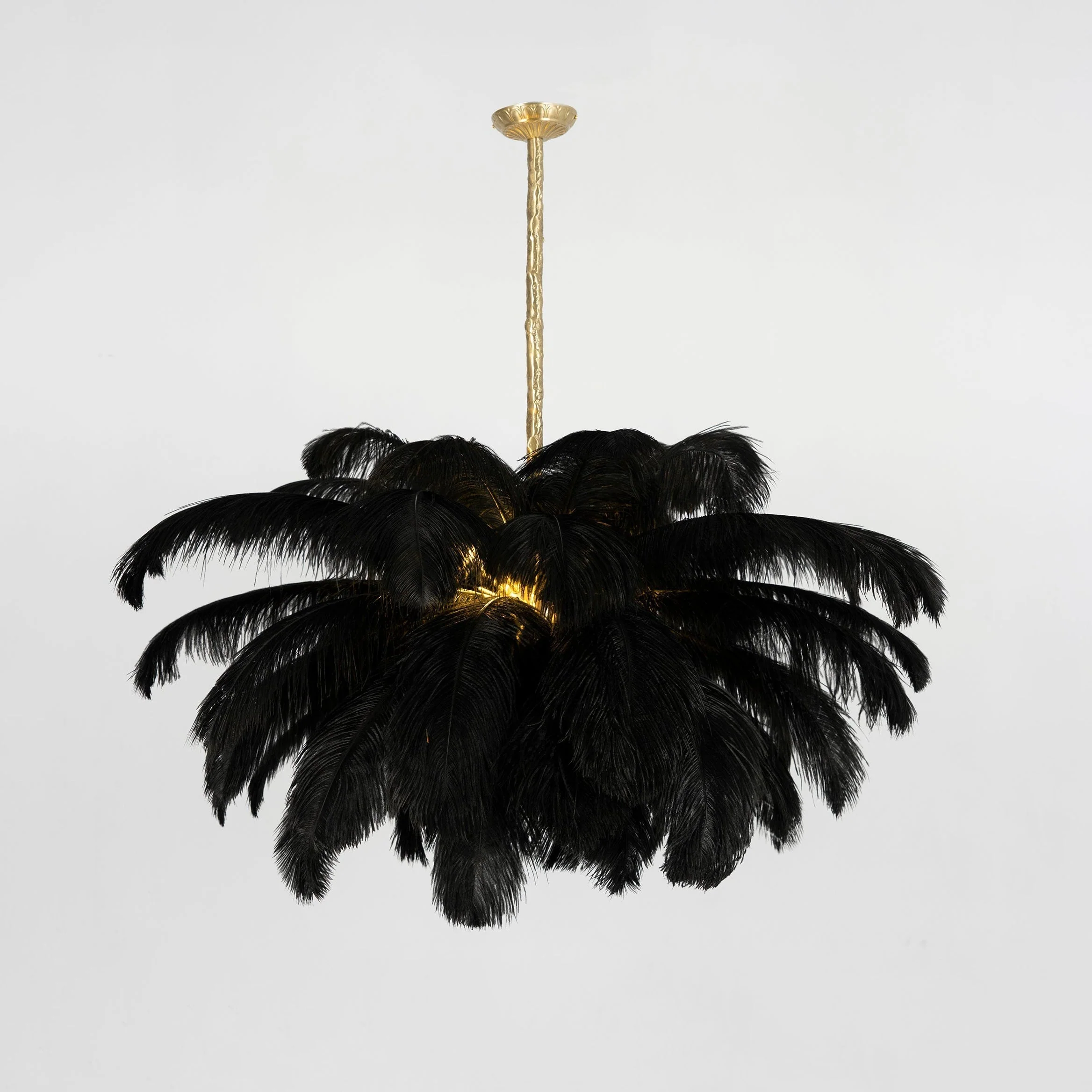 Lustra Chandelier Ostrich Feather Large Brass Stem - Image 19