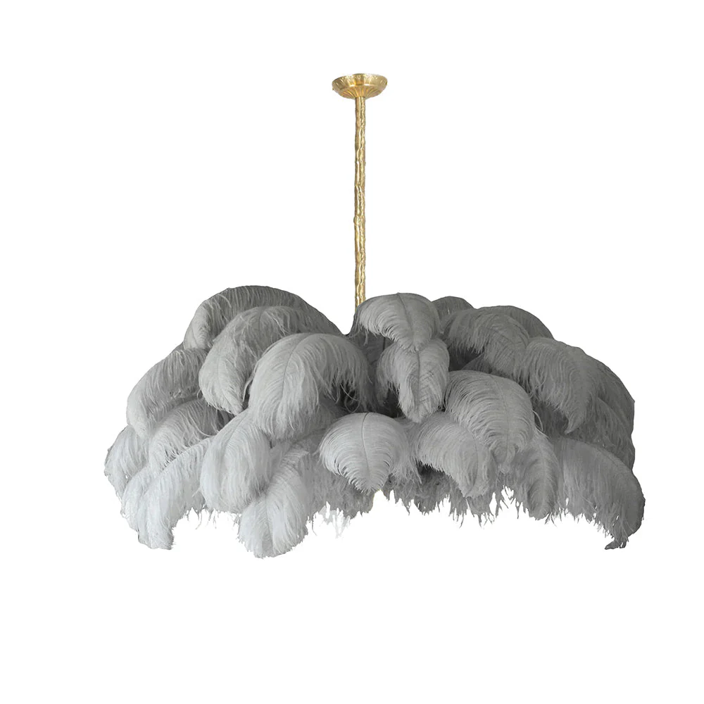 Lustra Chandelier Ostrich Feather Large Brass Stem - Image 191
