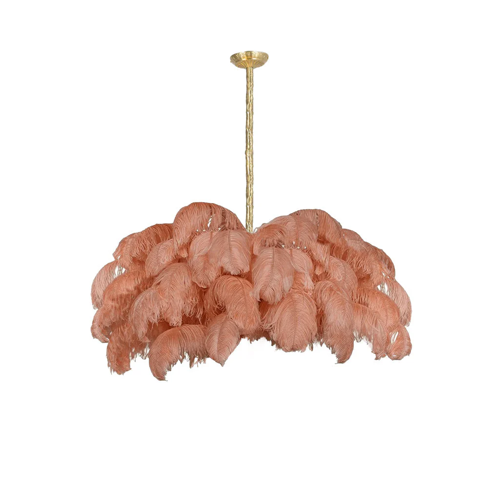 Lustra Chandelier Ostrich Feather Large Brass Stem - Image 194