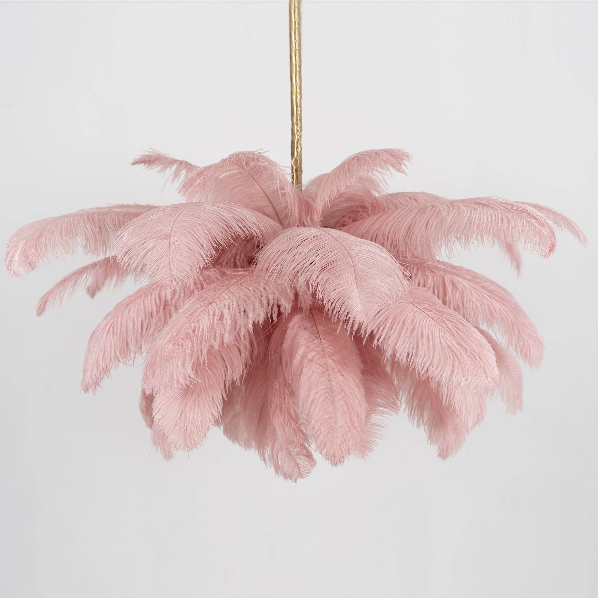 Lustra Chandelier Ostrich Feather Large Brass Stem - Image 196
