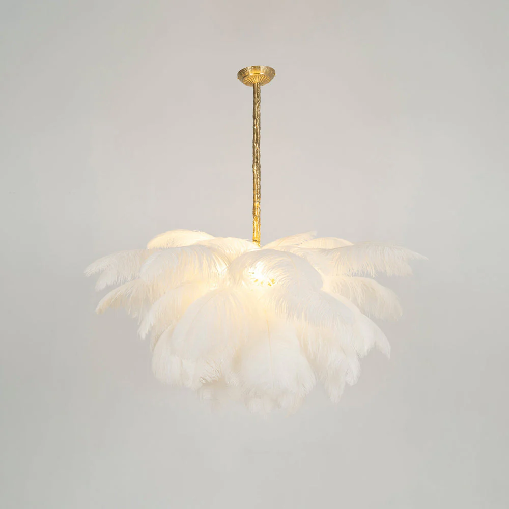 Lustra Chandelier Ostrich Feather Large Brass Stem - Image 200
