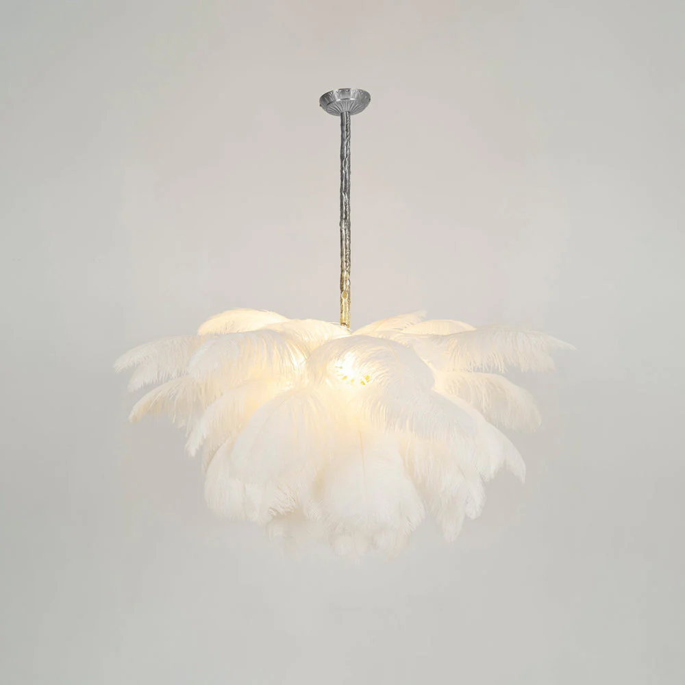 Lustra Chandelier Ostrich Feather Large Brass Stem - Image 201