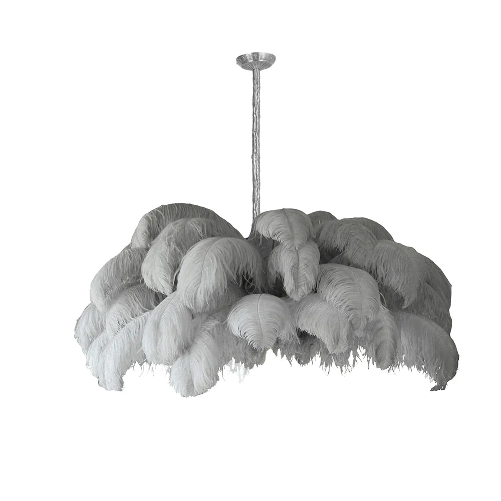 Lustra Chandelier Ostrich Feather Large Brass Stem - Image 202