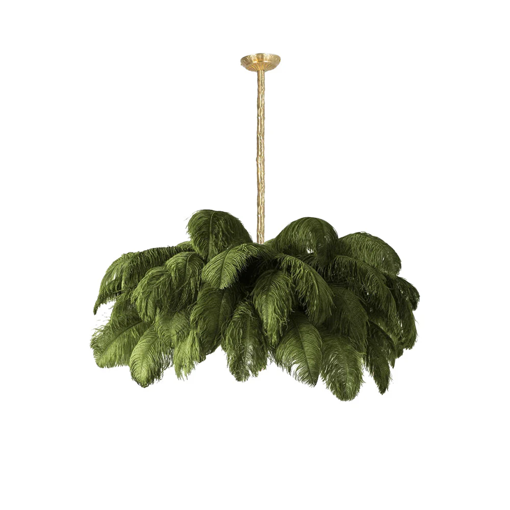 Lustra Chandelier Ostrich Feather Large Brass Stem - Image 203
