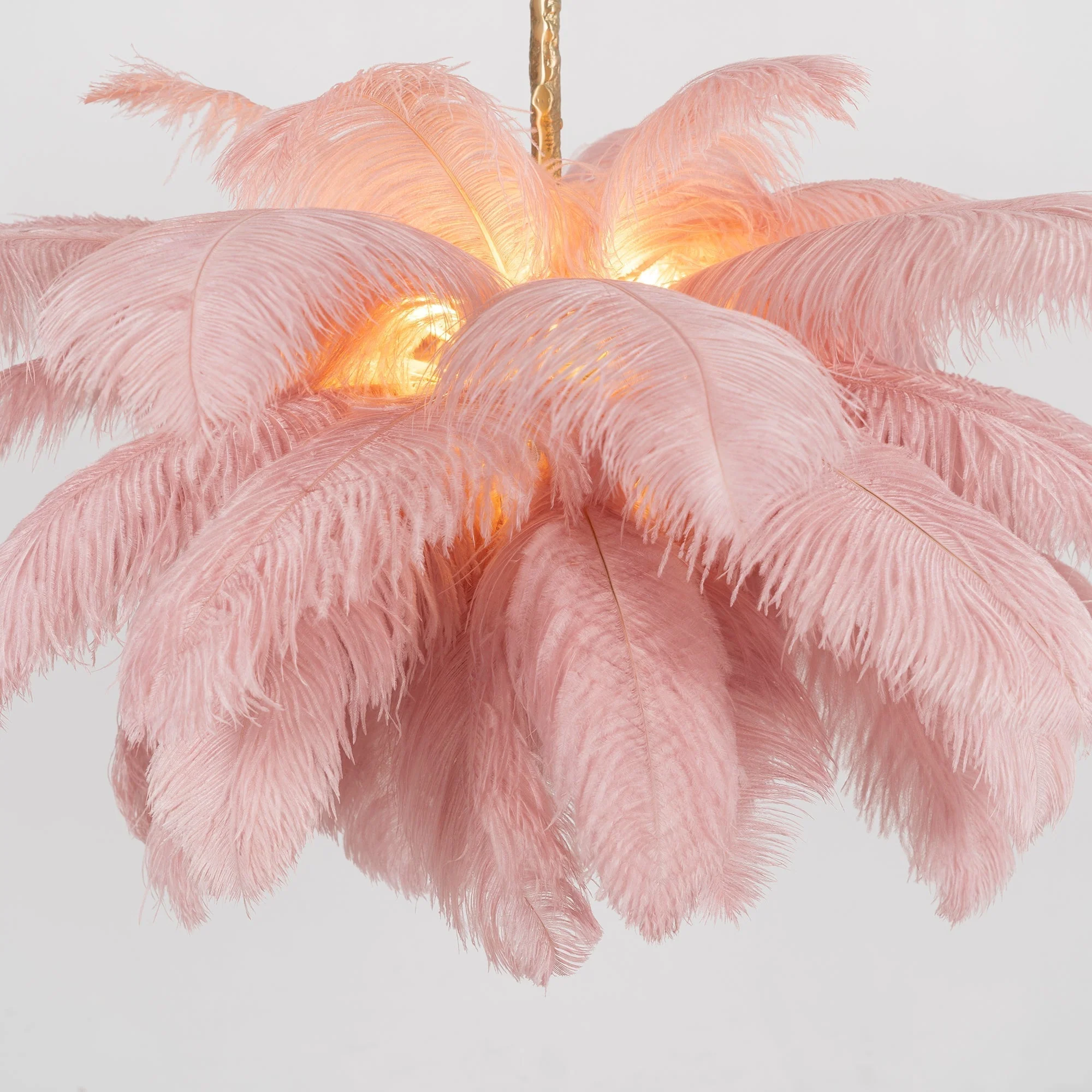 Lustra Chandelier Ostrich Feather Large Brass Stem - Image 24