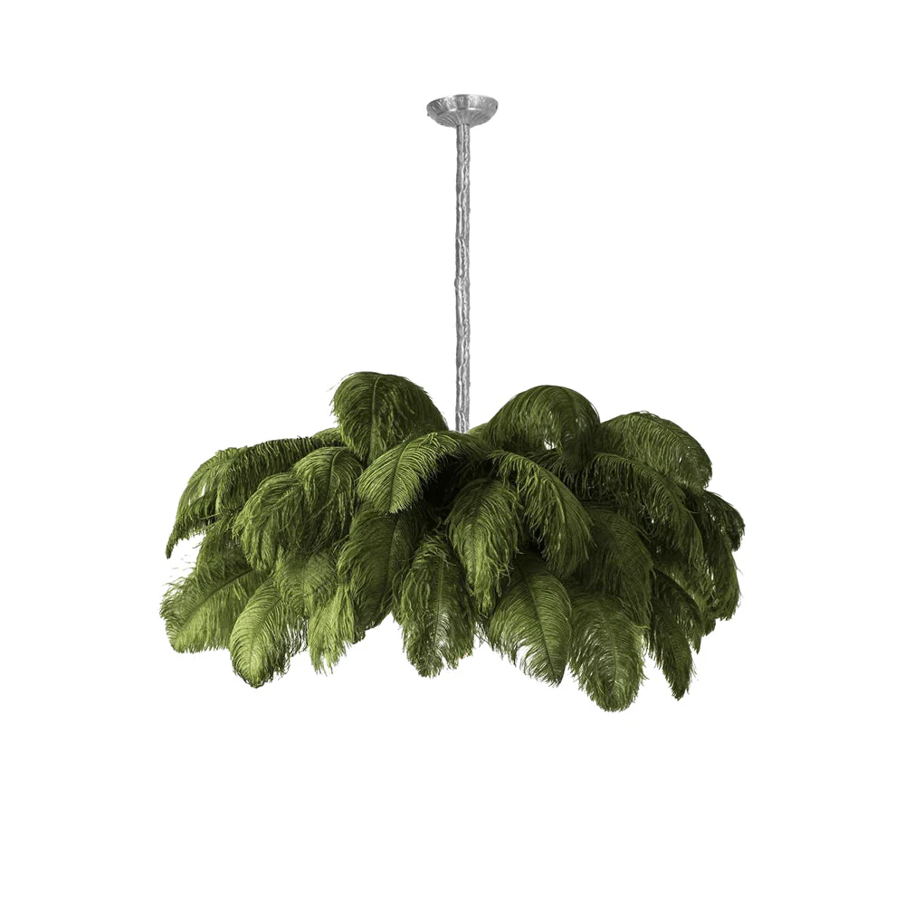 Lustra Chandelier Ostrich Feather Large Brass Stem - Image 31