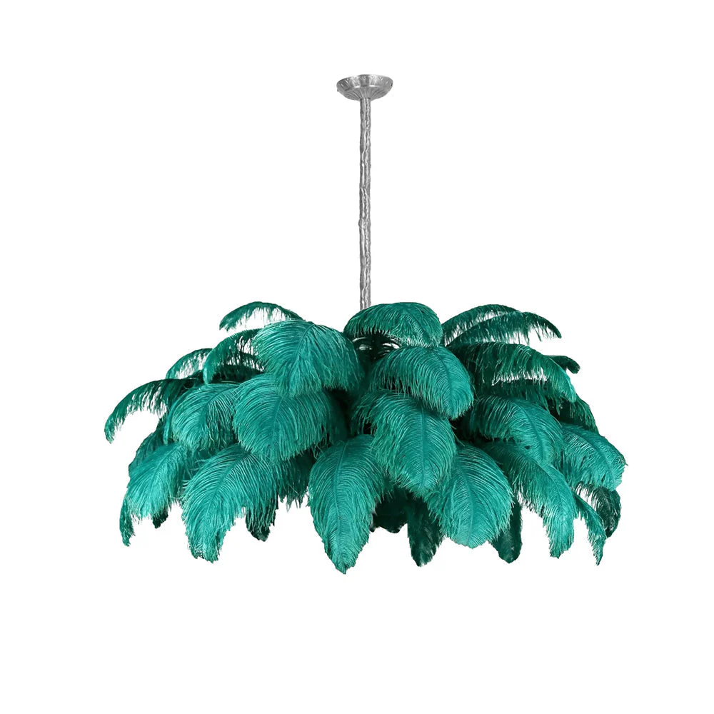 Lustra Chandelier Ostrich Feather Large Brass Stem - Image 38