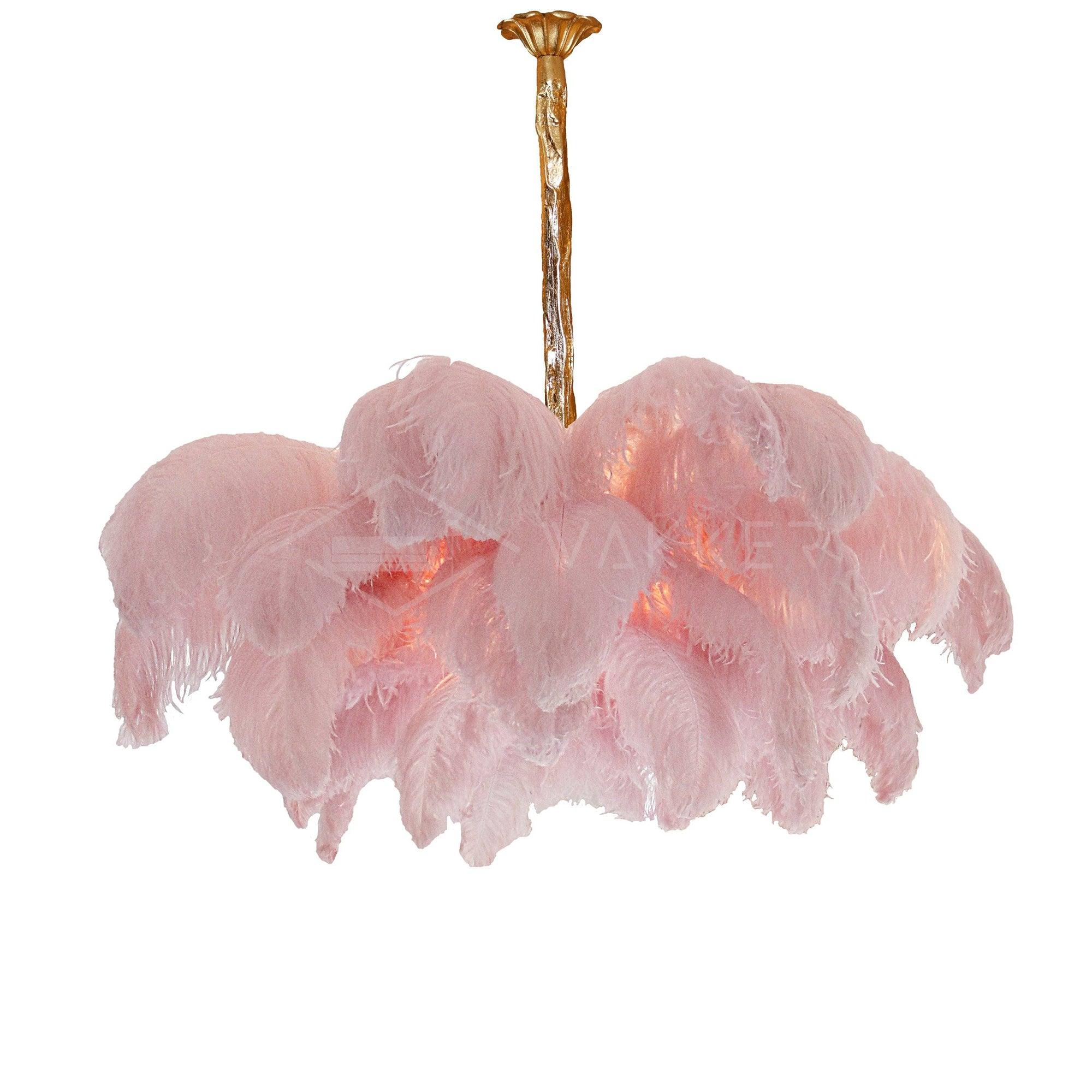 Lustra Chandelier Ostrich Feather Large Brass Stem - Image 45