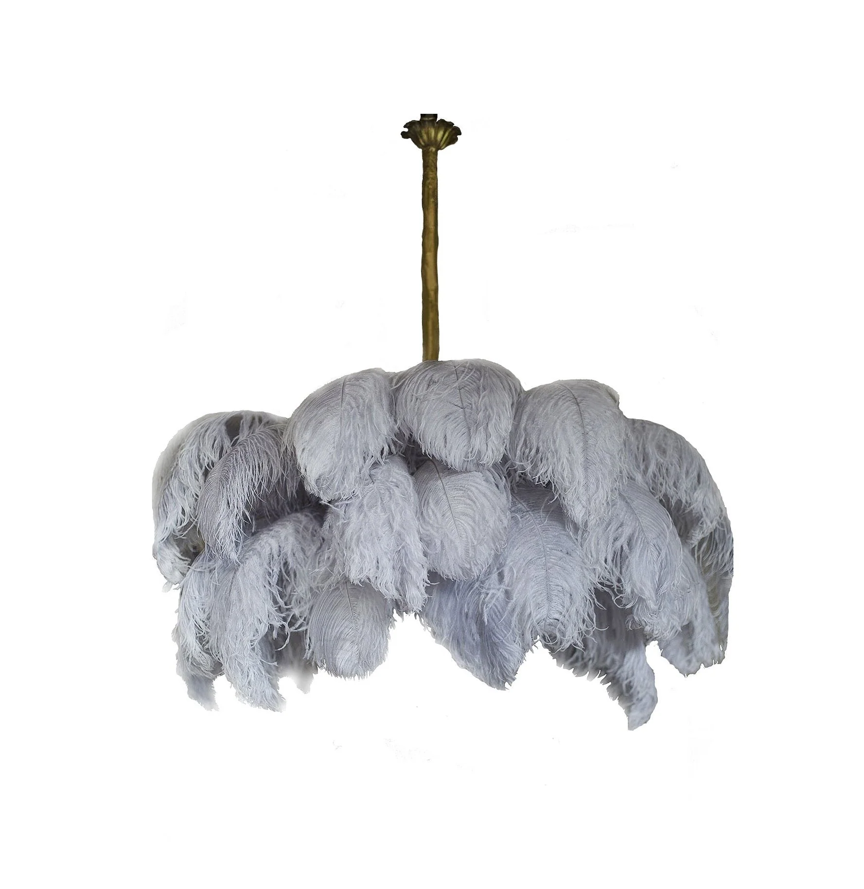 Lustra Chandelier Ostrich Feather Large Brass Stem - Image 46