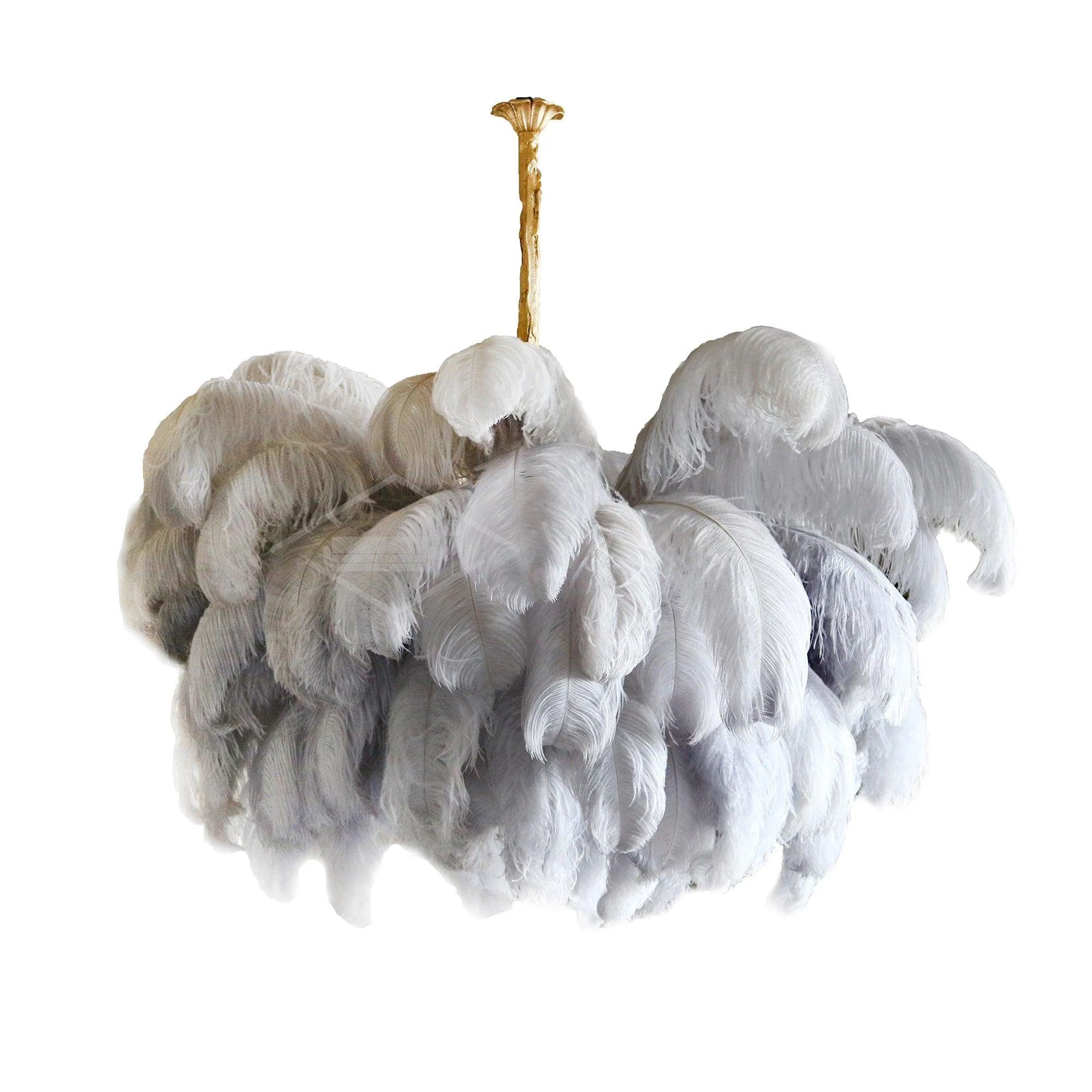 Lustra Chandelier Ostrich Feather Large Brass Stem - Image 47