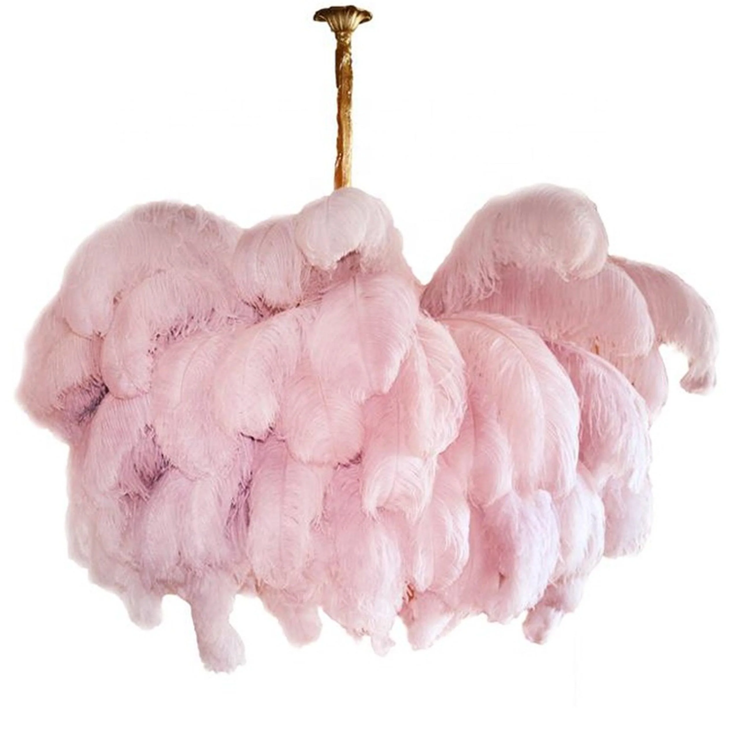 Lustra Chandelier Ostrich Feather Large Brass Stem - Image 49